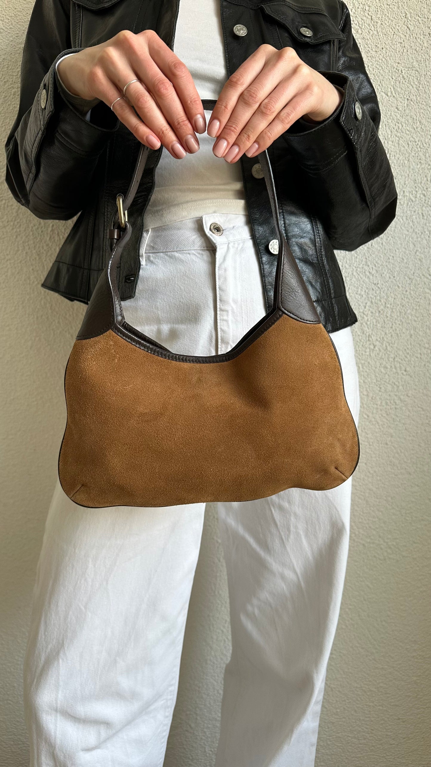 banana republic brown suede shoulderbag
