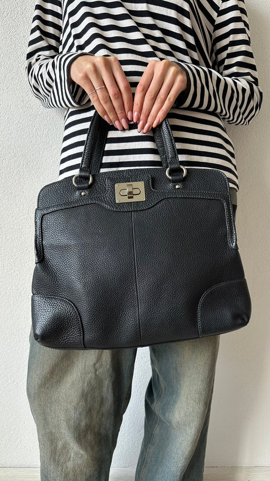 black soft leather bag handbag