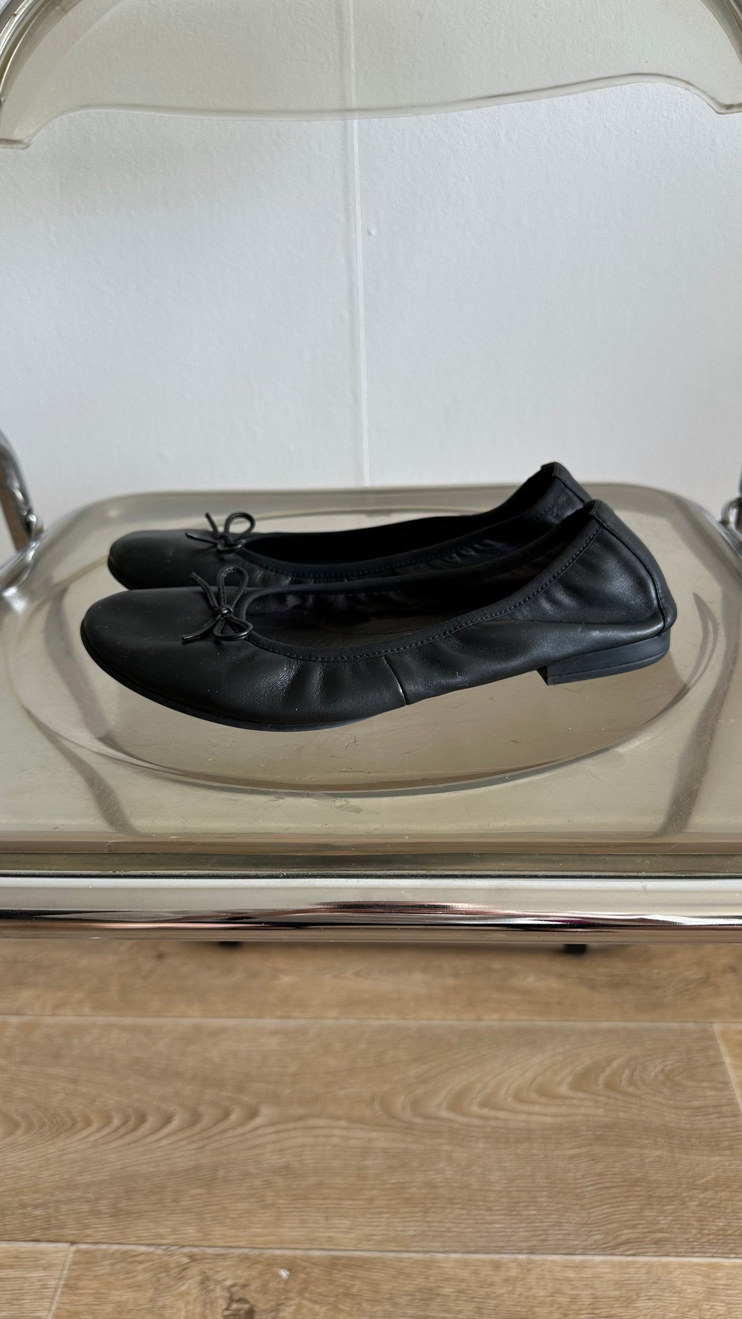 tamaris ballet flats black leather