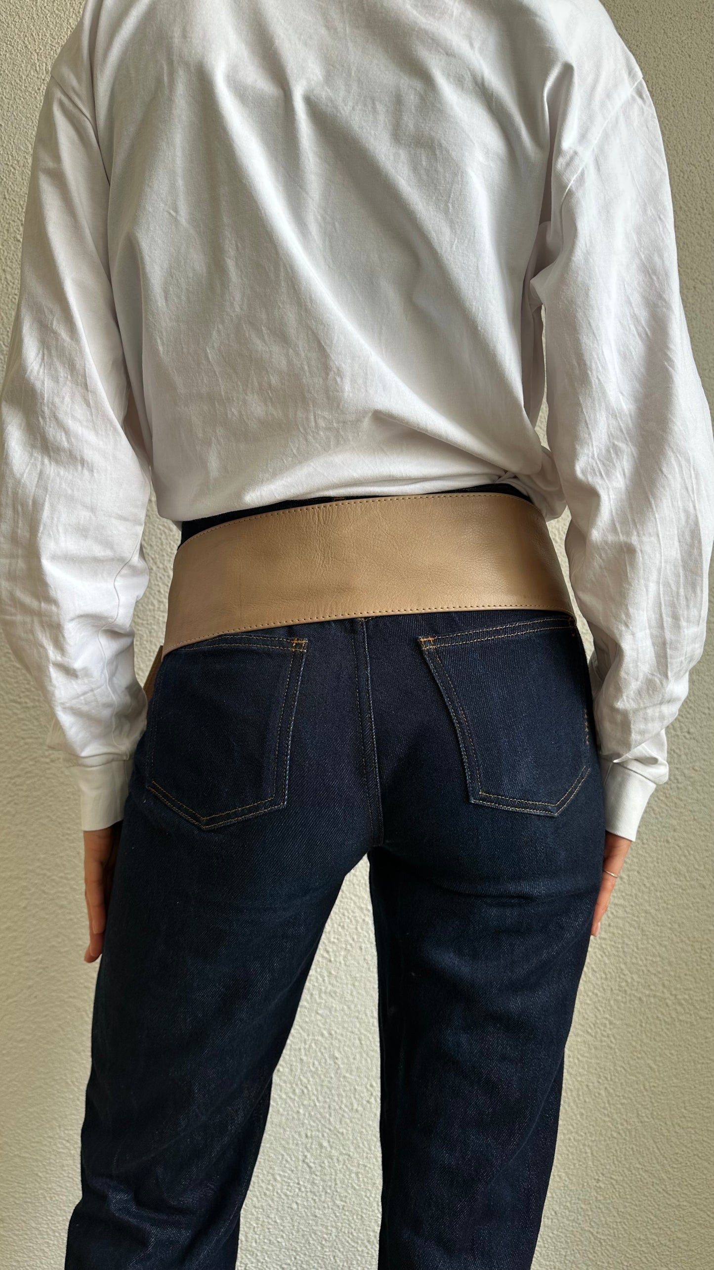 big vintage beige wide belt