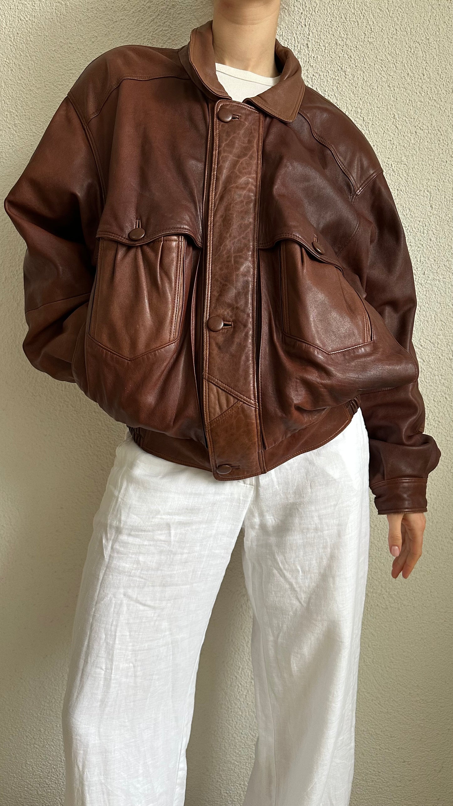 leather brown vintage bomberjacket