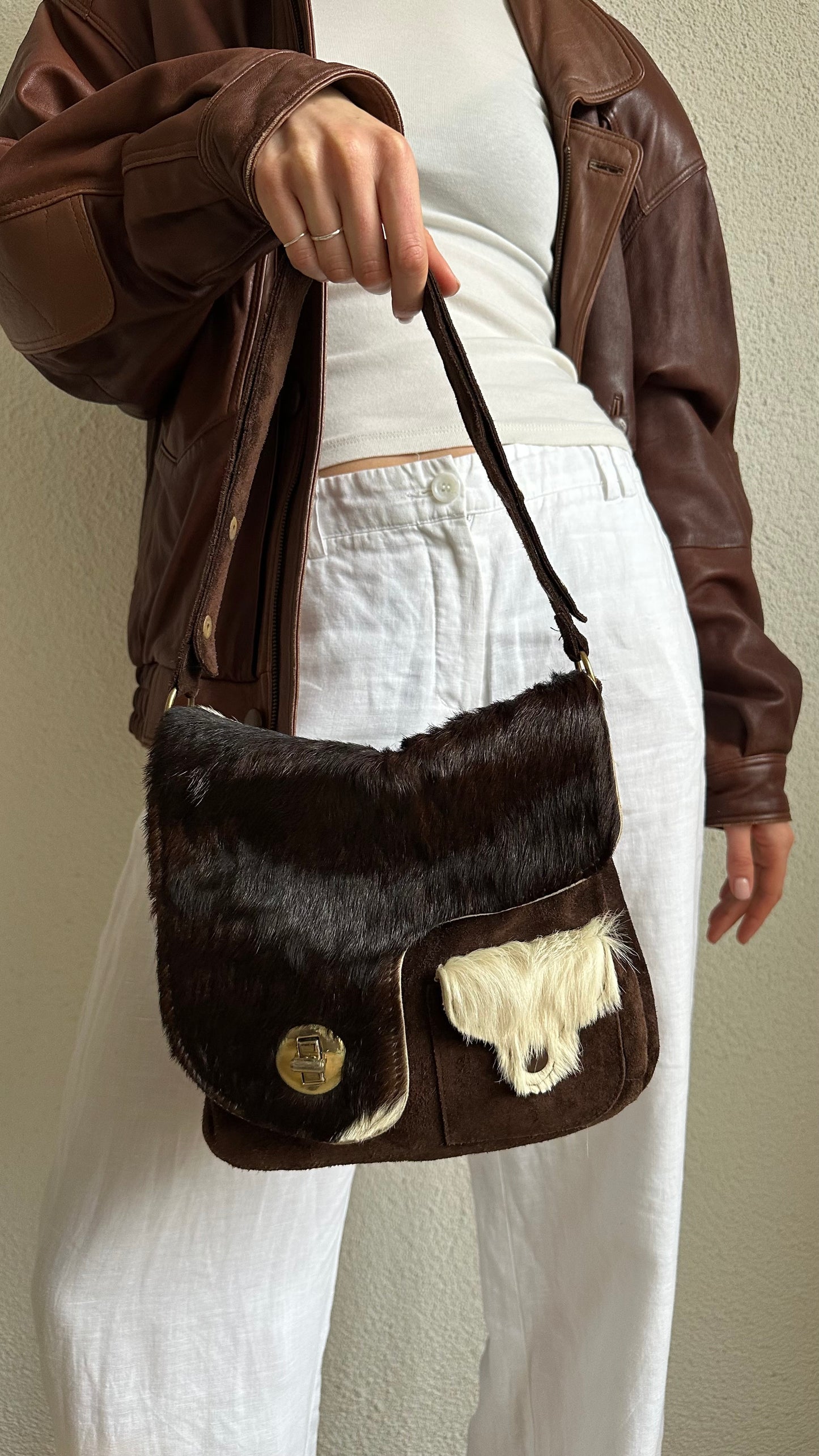 cowhide leather adjustable shoulderbag