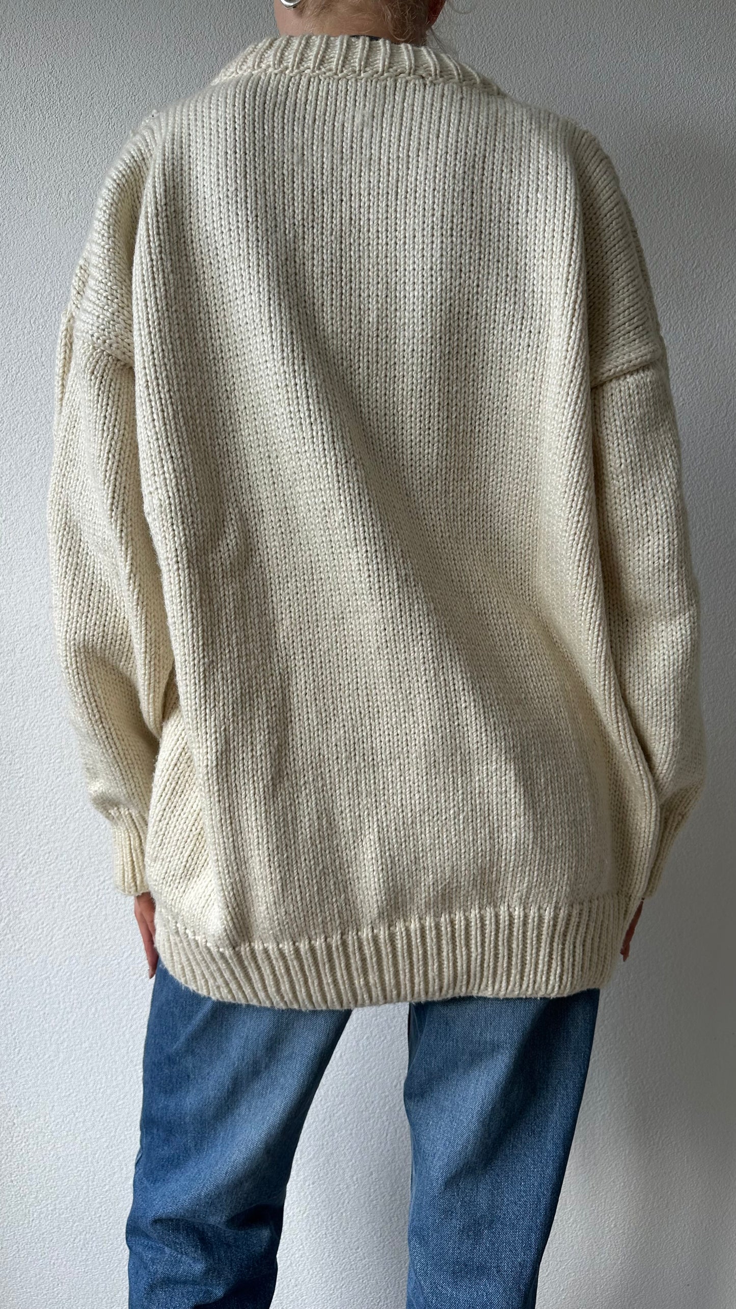 beige wool oversized vintage cardigan