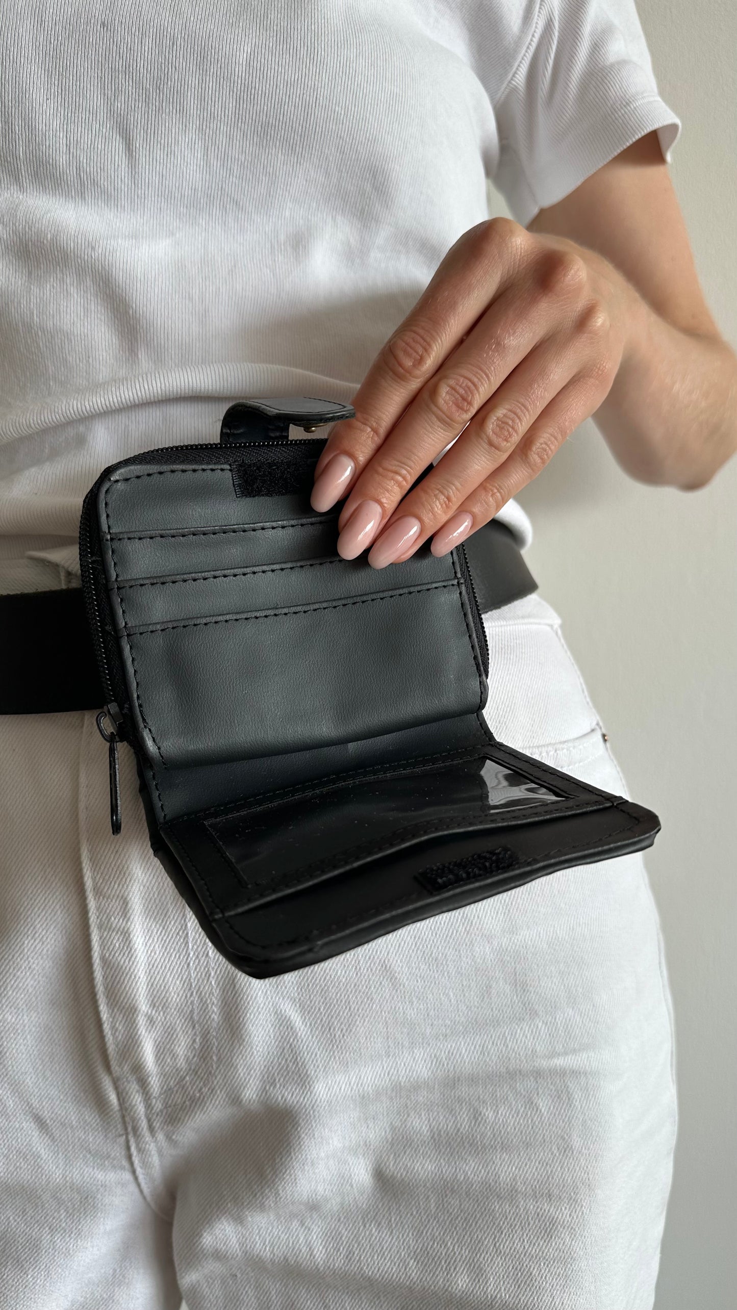 black leather vintage belt bag