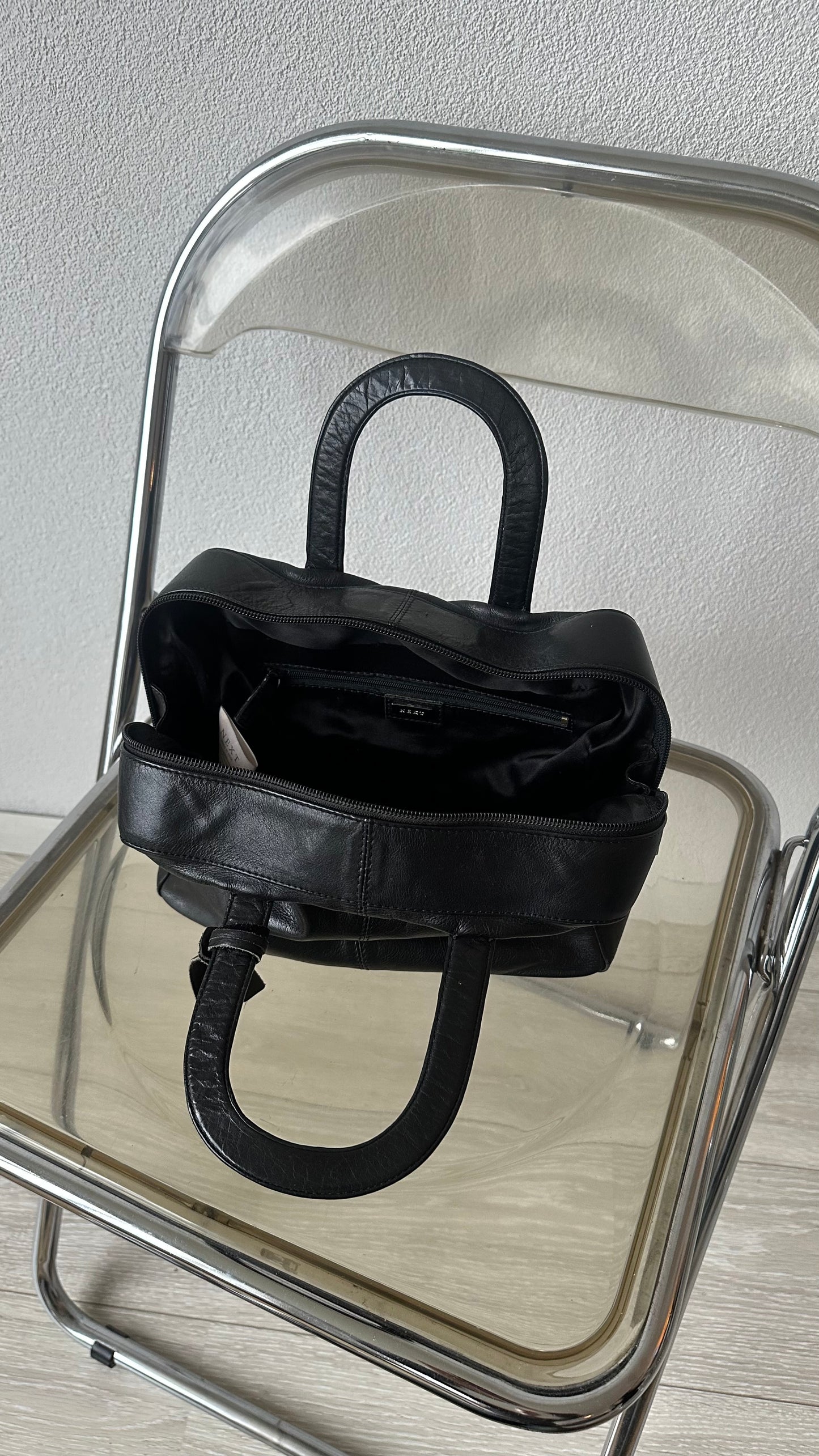 leather black small square handbag