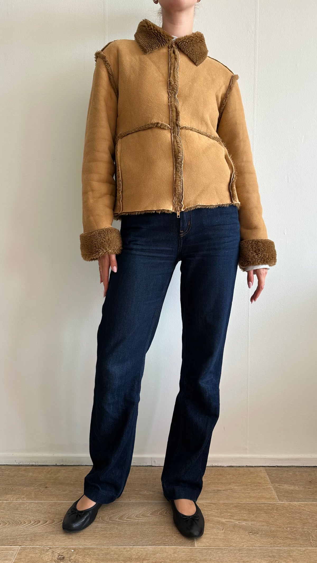 fluffy camel soft faux lammy coat