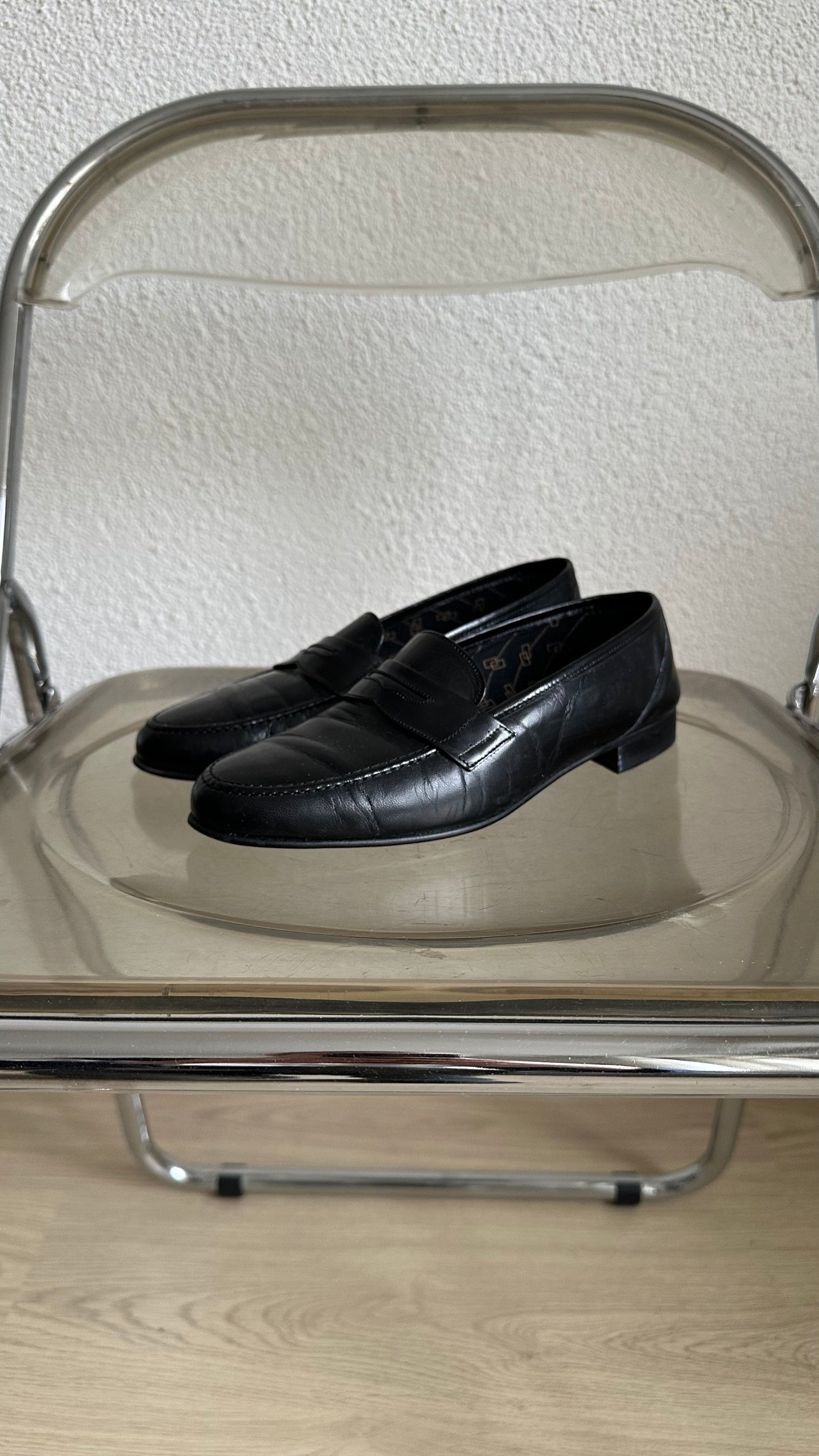classic black leather penny loafers