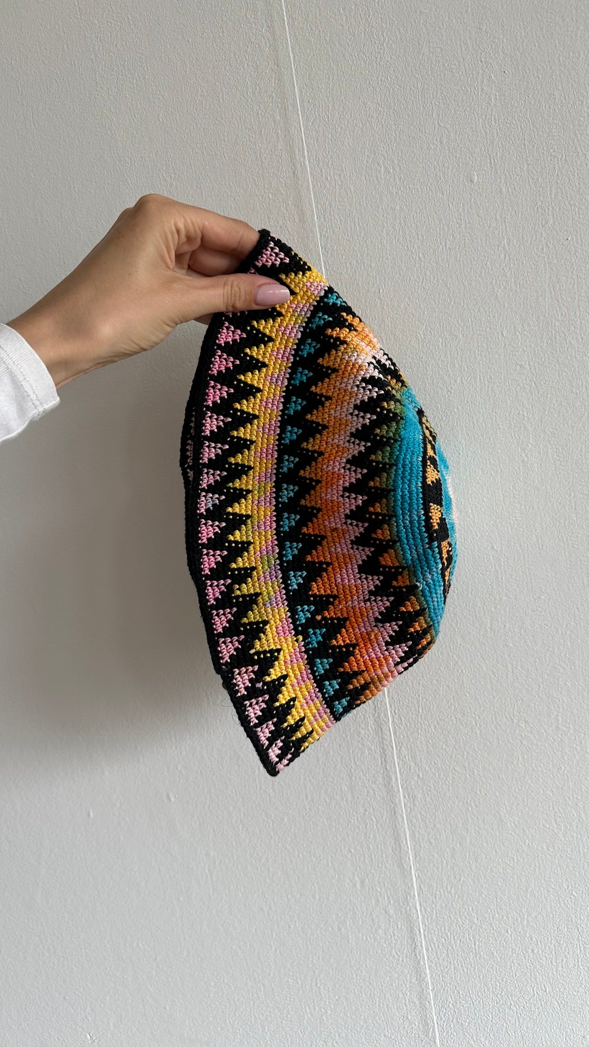 knitted buckethat colorful