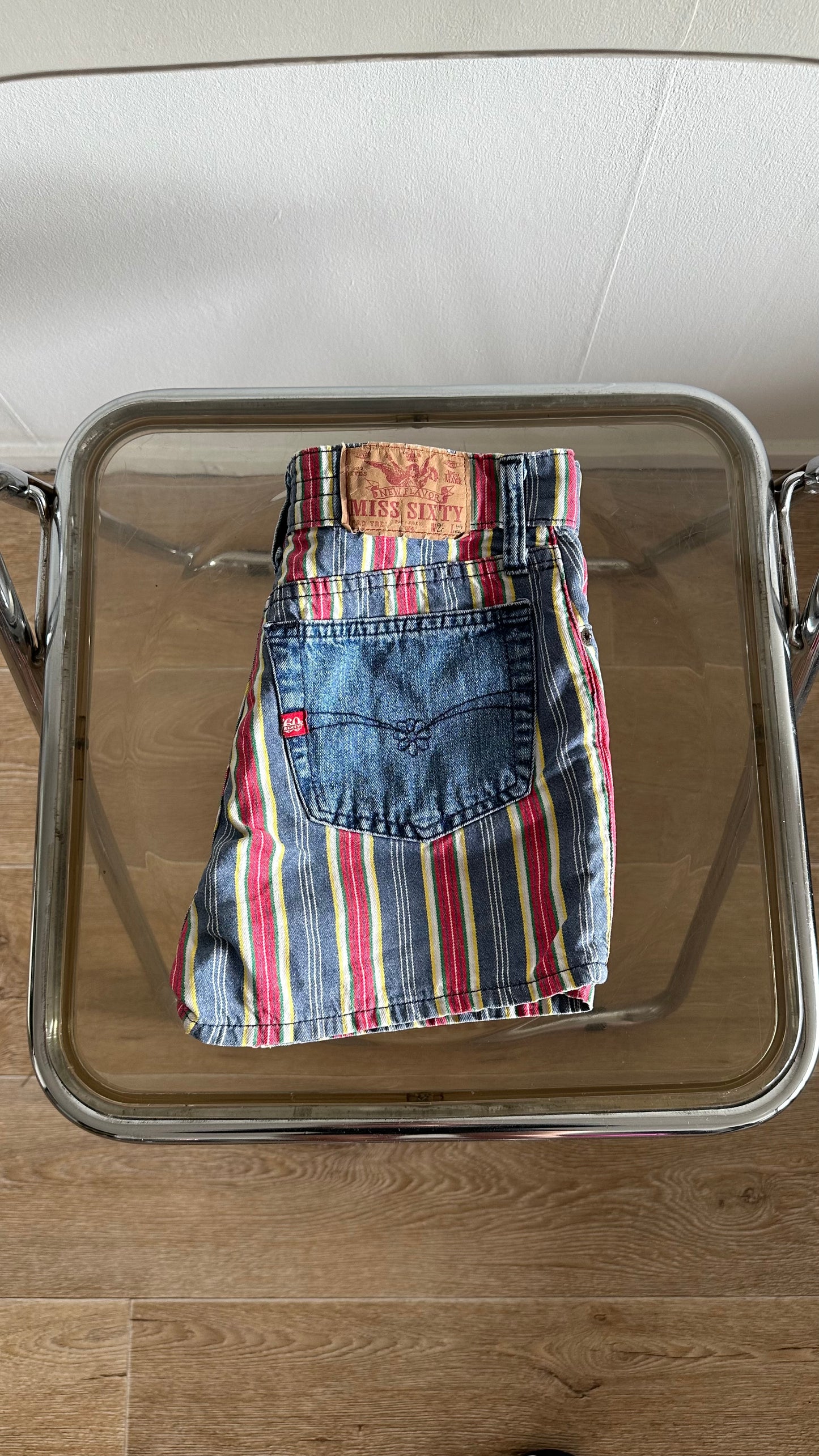 vintage miss sixty striped mini short