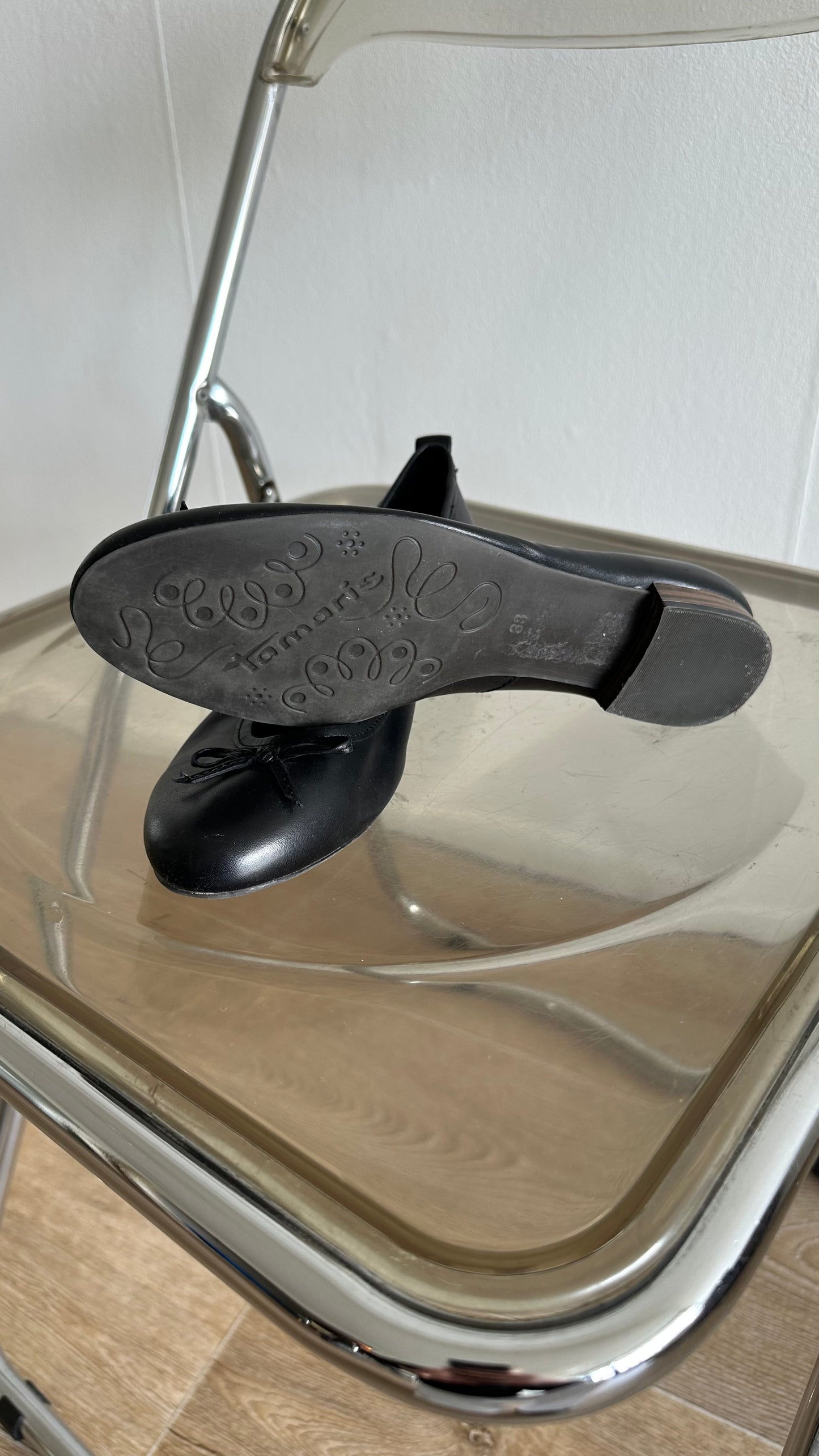 black Tamaris ballerina flats size 38