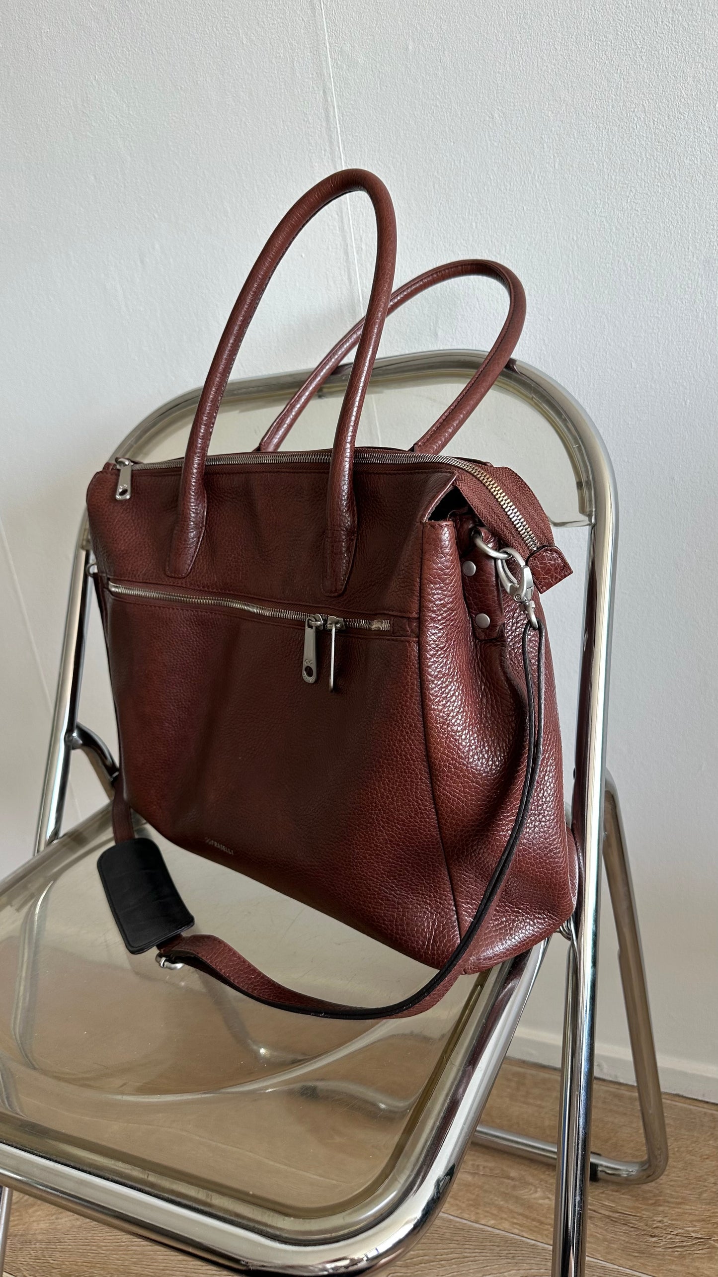 leather bordeaux work bag