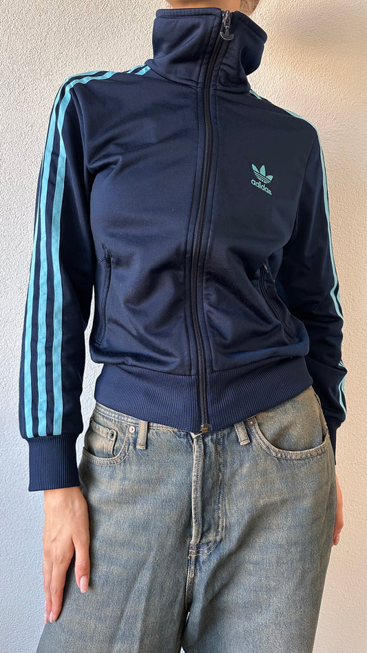 adidas zip-up cardigan (dark blue with light blue details