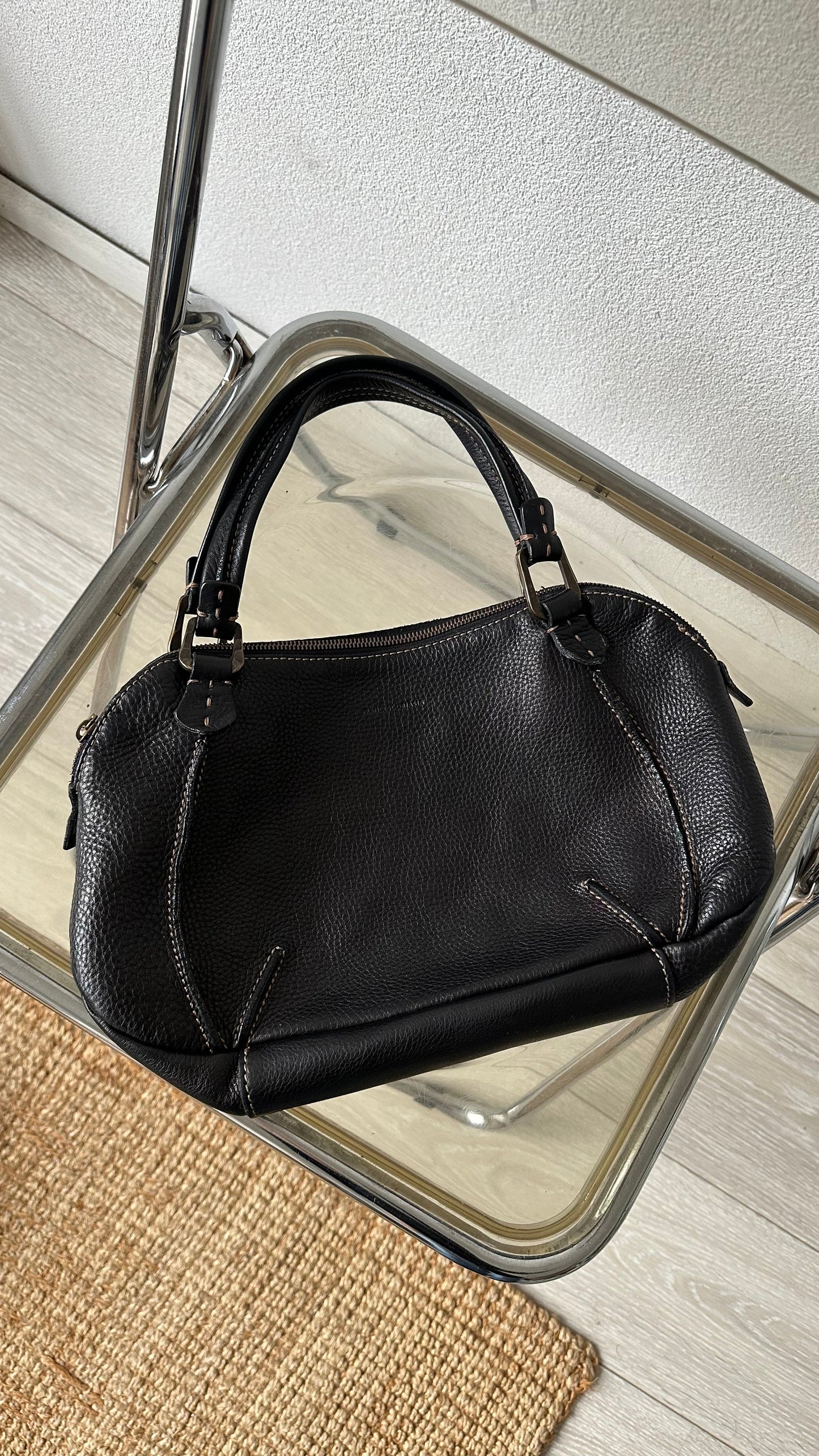 leather francesco biasia handbag with golden hardware