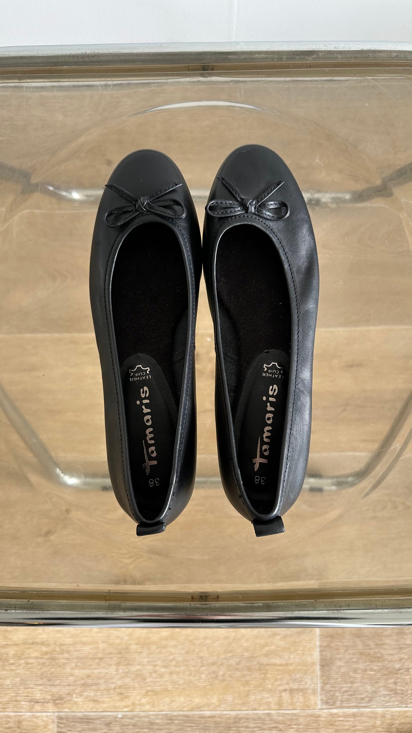 black Tamaris ballerina flats size 38