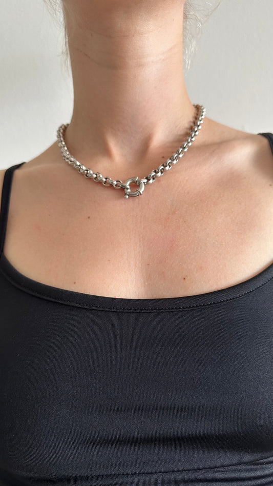 silver 925 necklacewith spring clasp