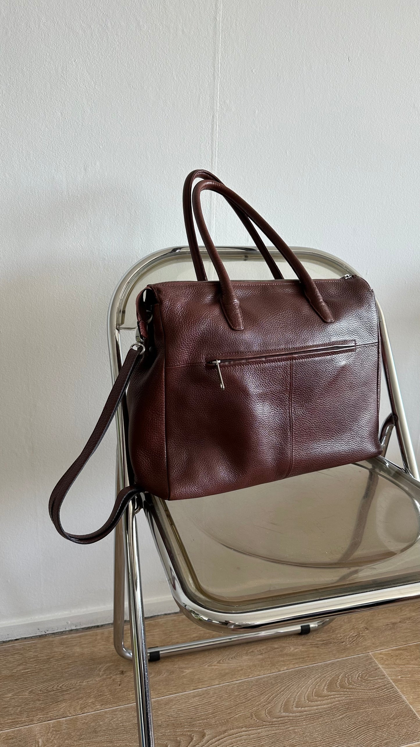 leather bordeaux work bag