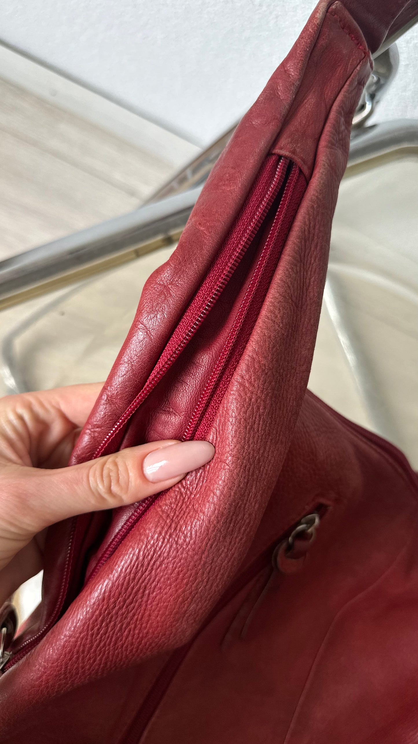 bordeaux red boho leather crossbody bag