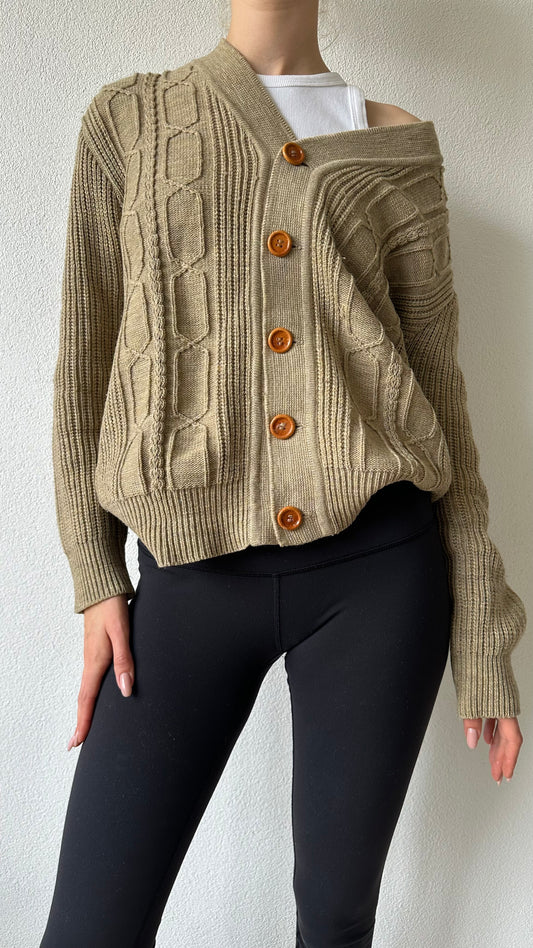 vintage knitted cardigan with wooden buttons