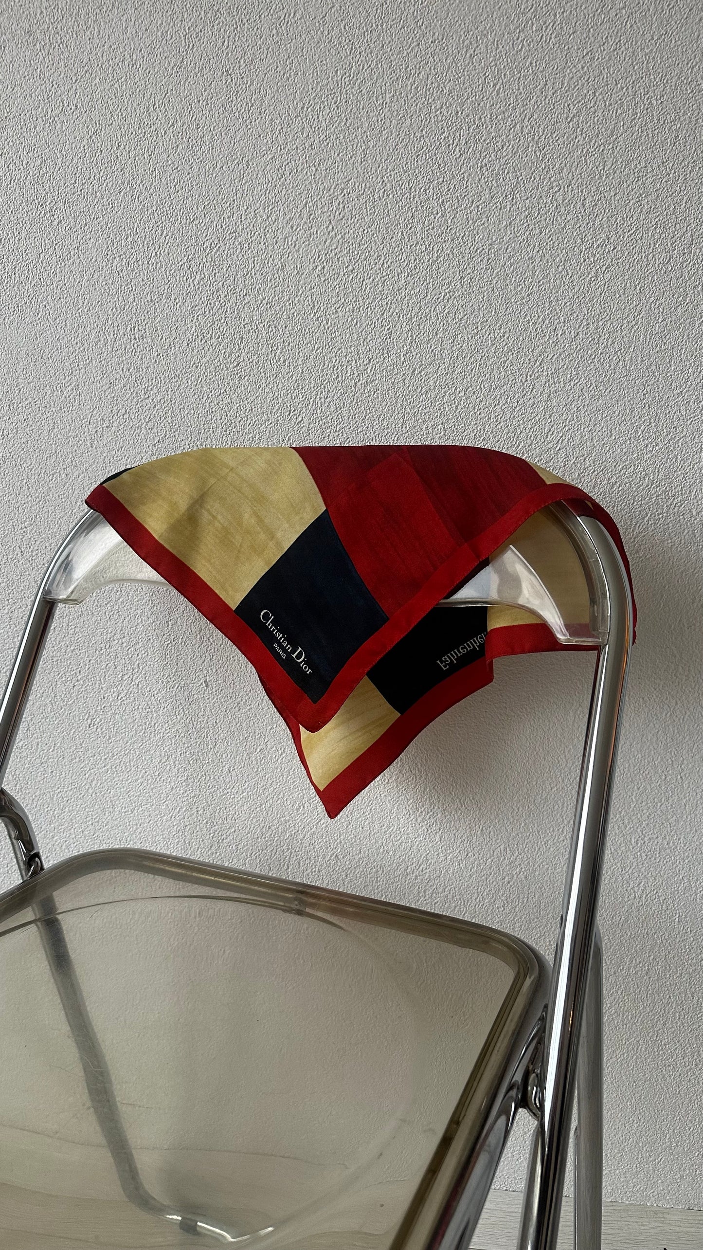 Christian Dior silk scarf red blue yellow
