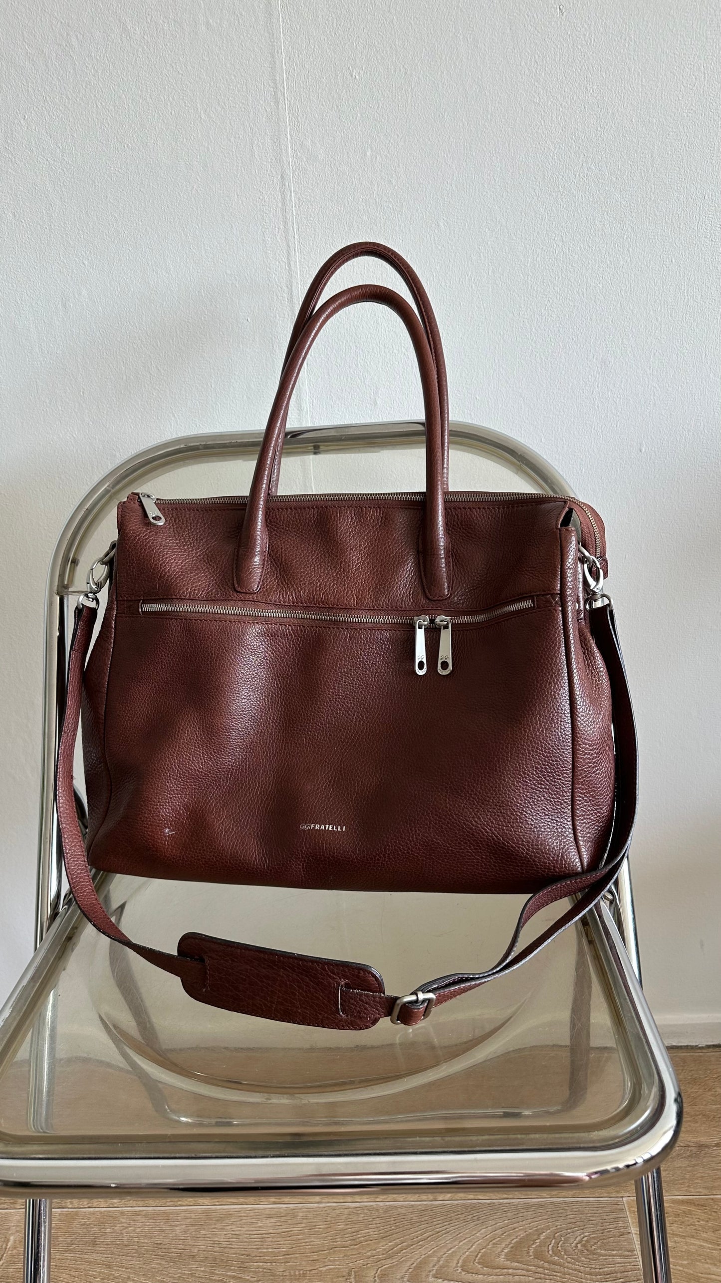 leather bordeaux work bag