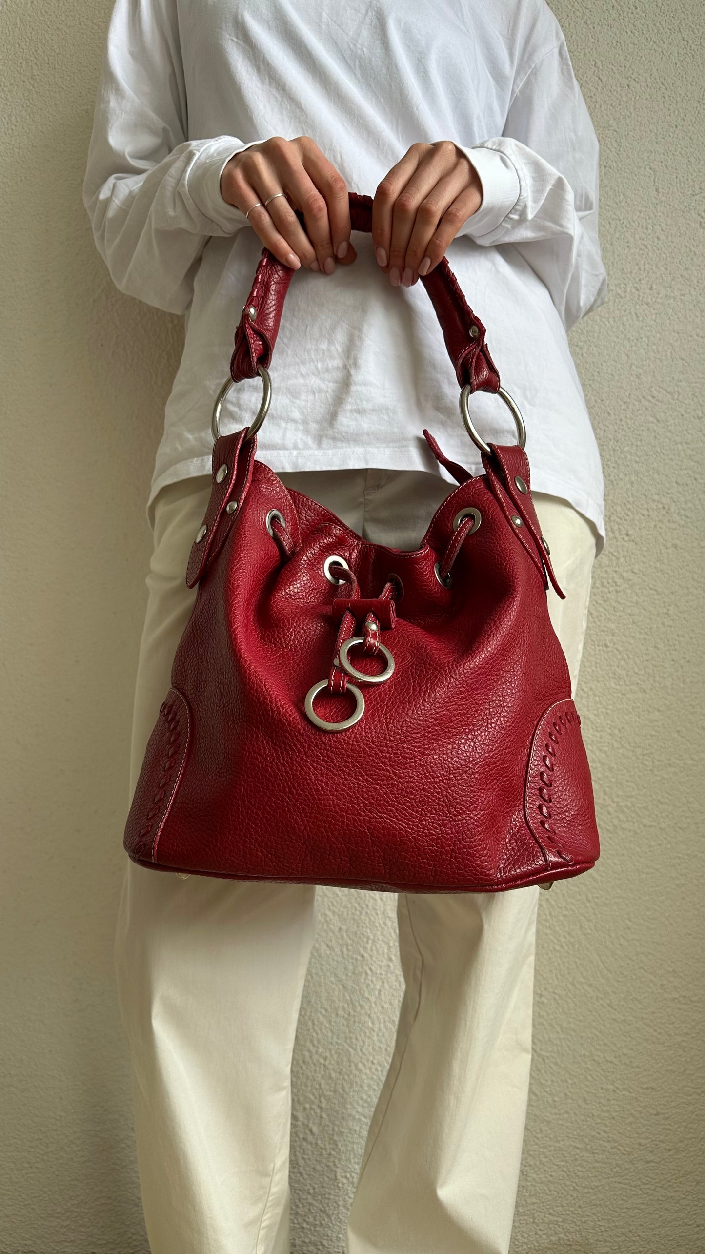 red leather tods hobo shoulderbag