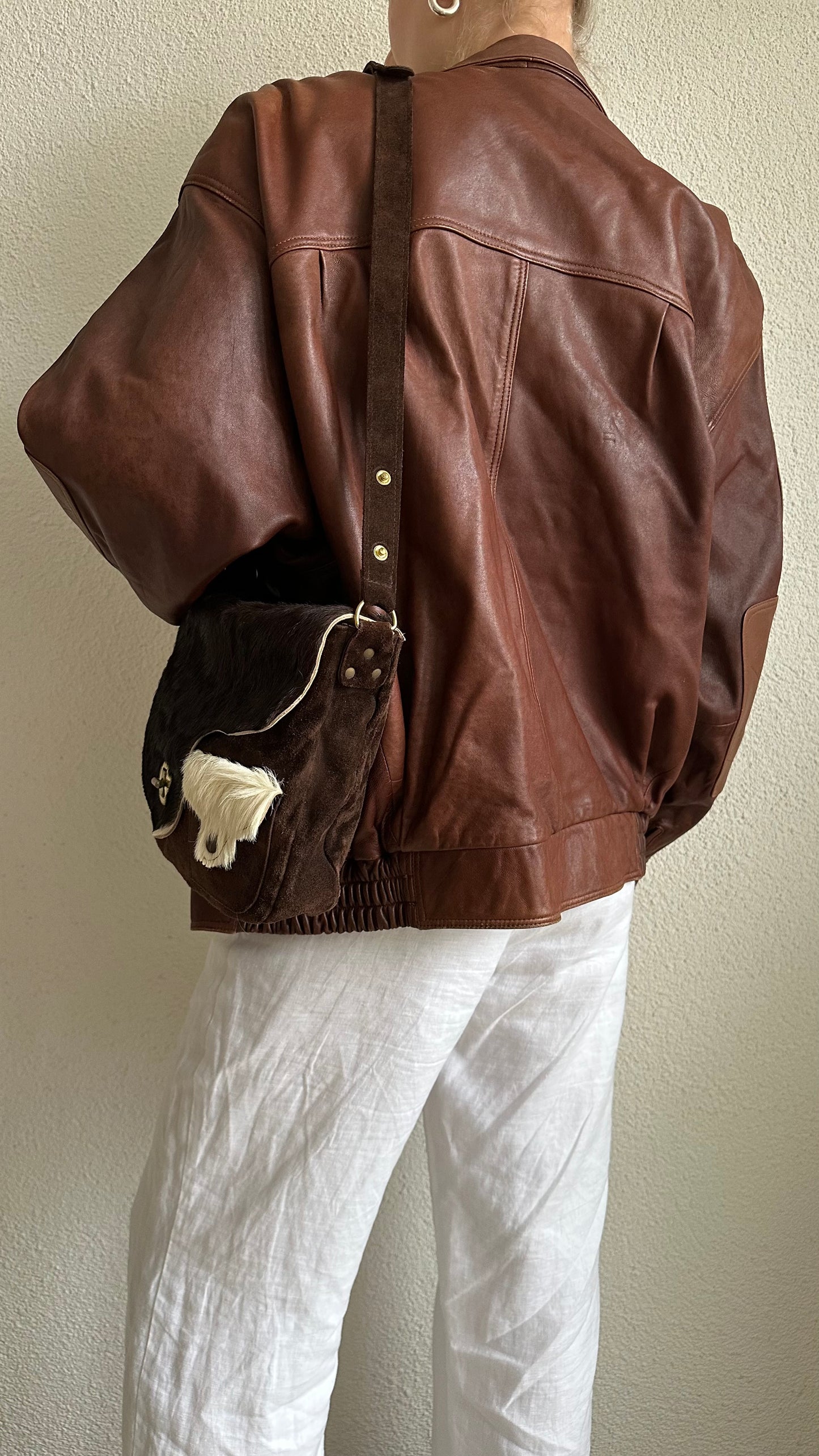 cowhide leather adjustable shoulderbag