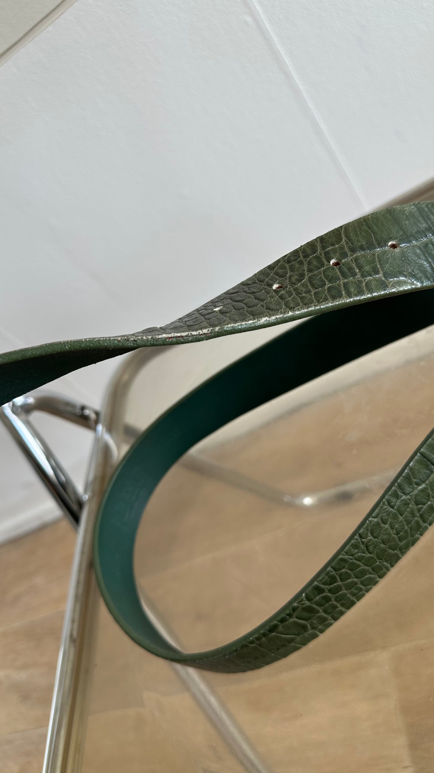 vintage green croco print D&G belt with silver buckle