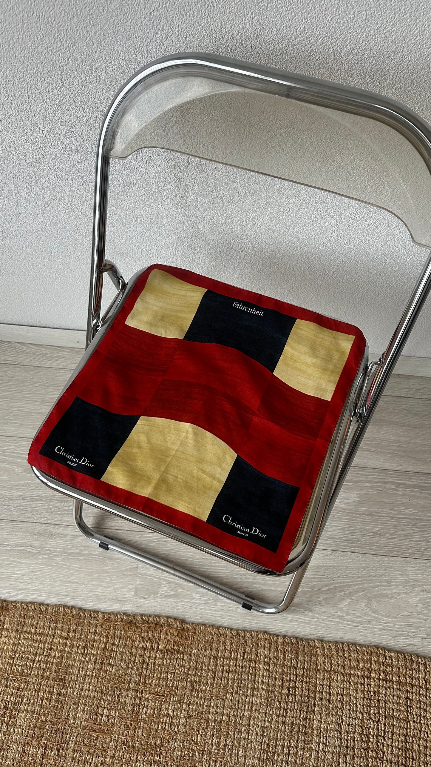 Christian Dior silk scarf red blue yellow