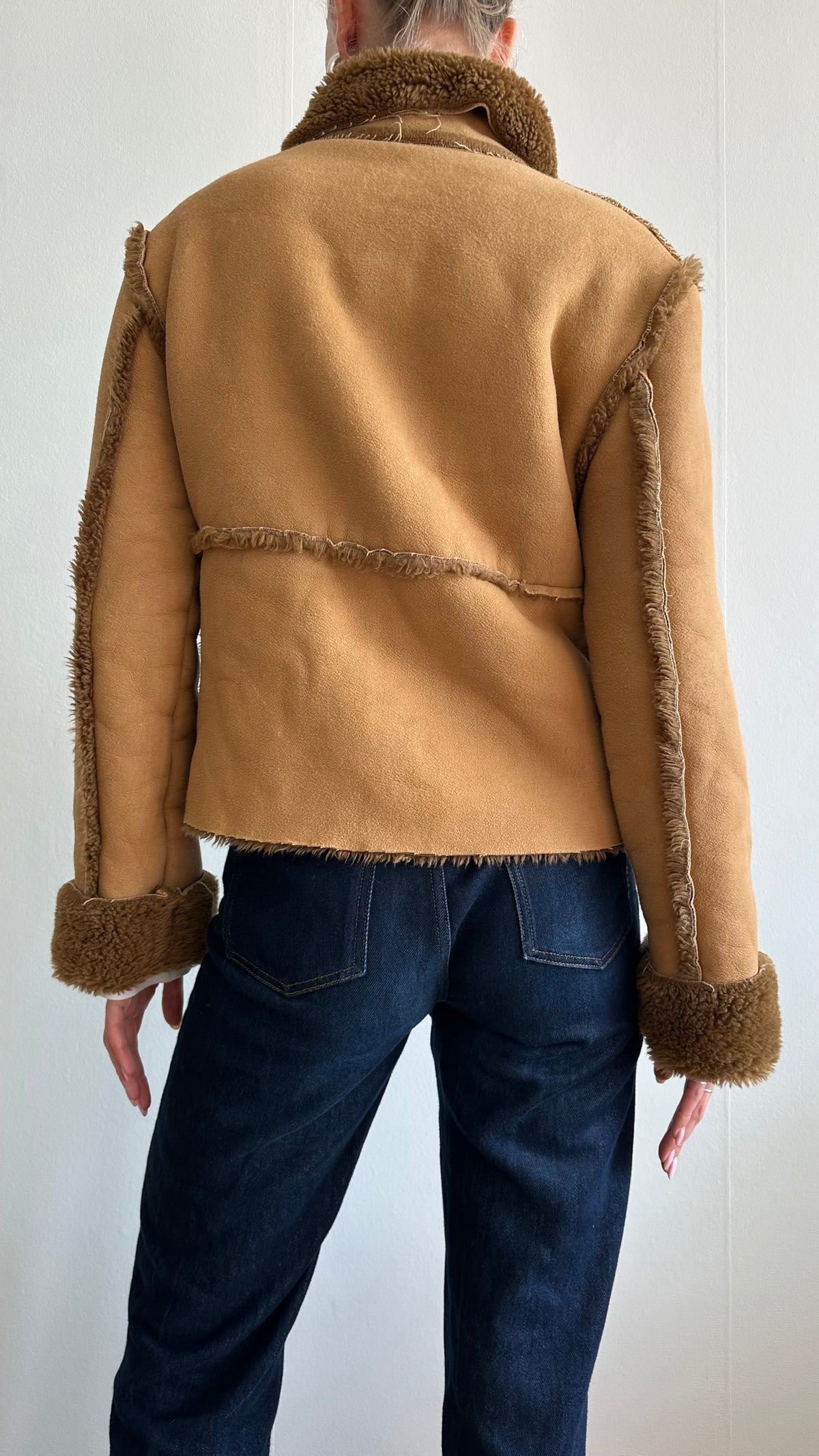 fluffy camel soft faux lammy coat