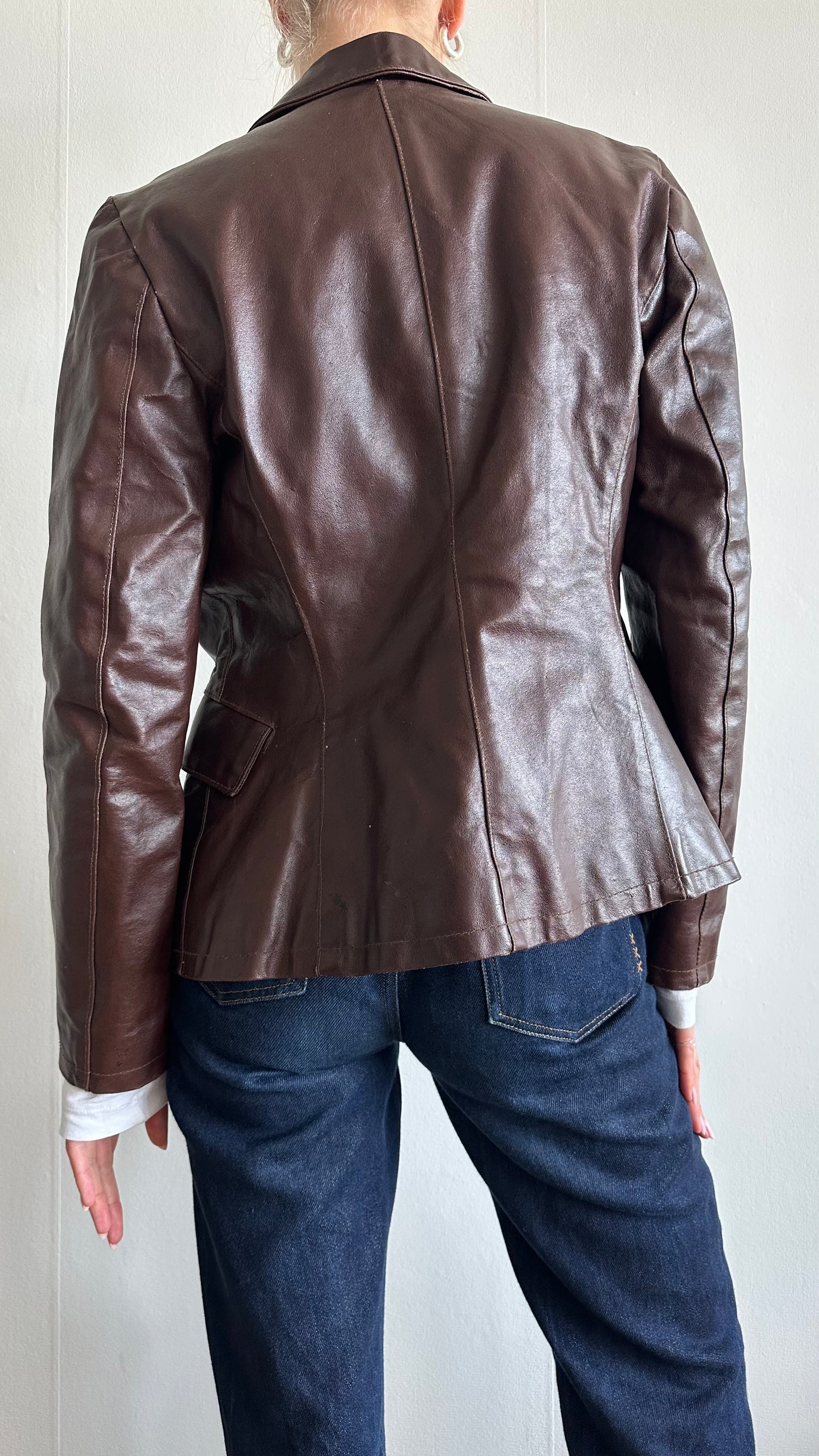brown leather vintage jacket
