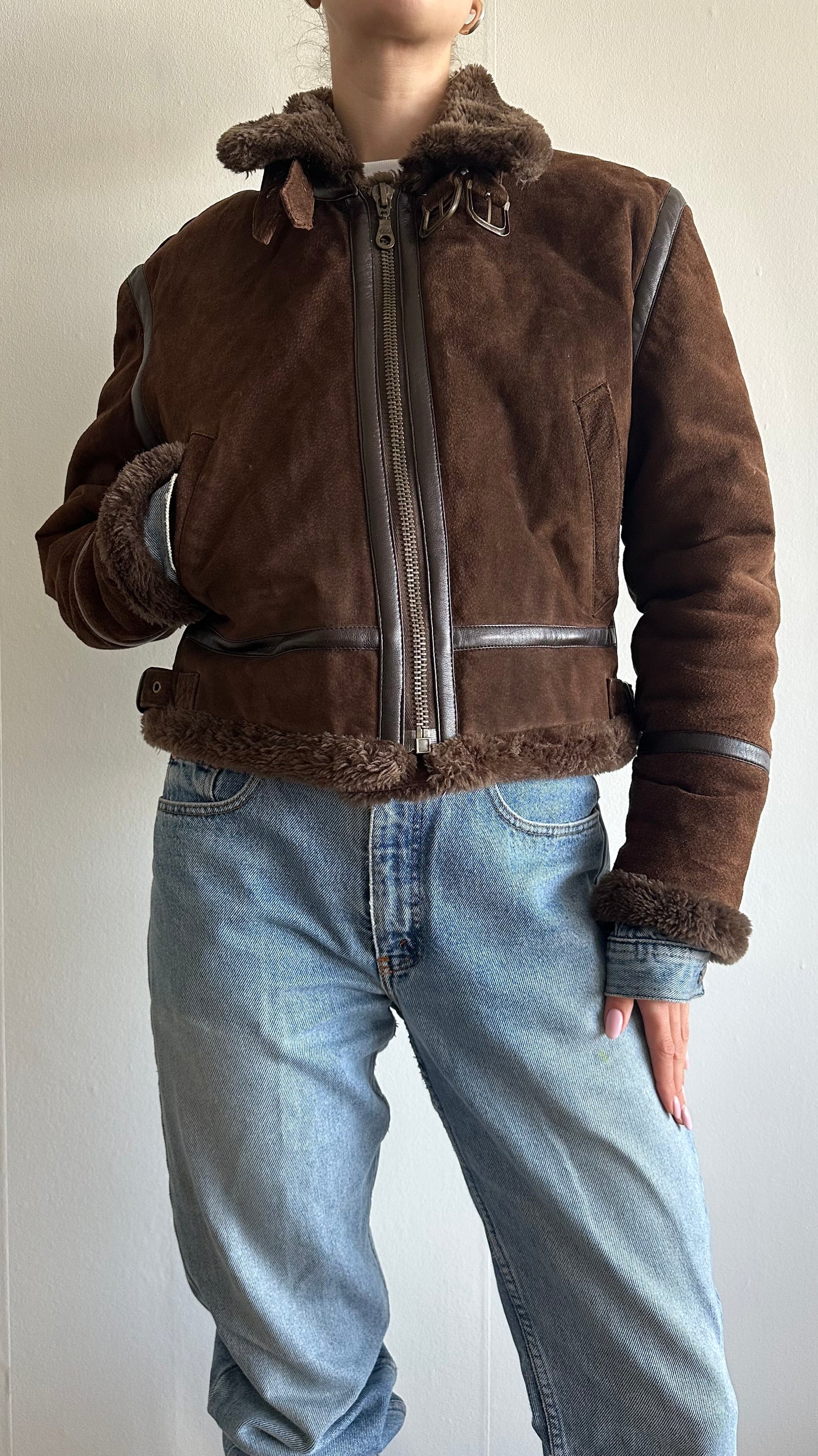 Special link for Nina- brown real suede faux lammy