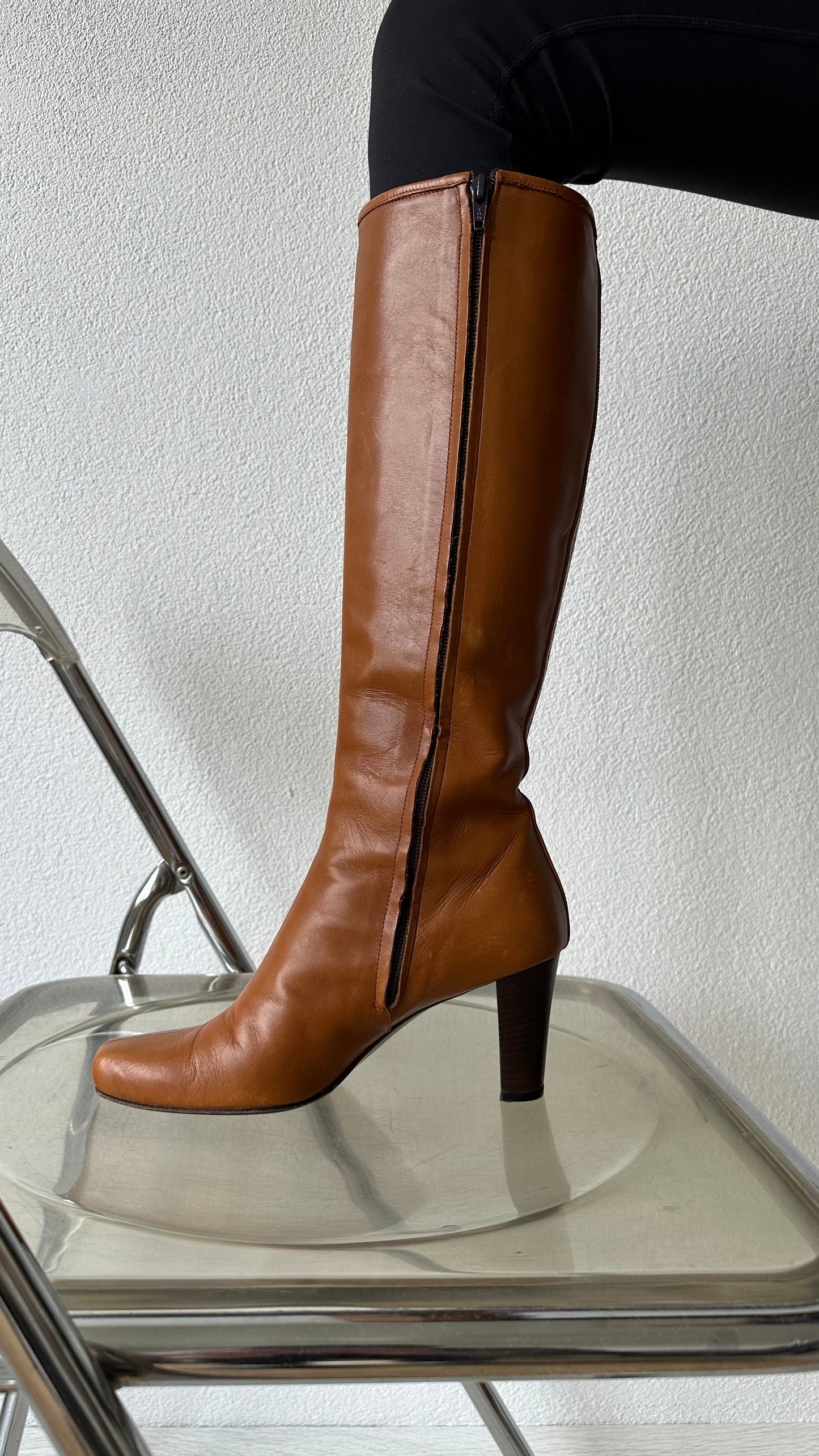 camel leather Italian boots