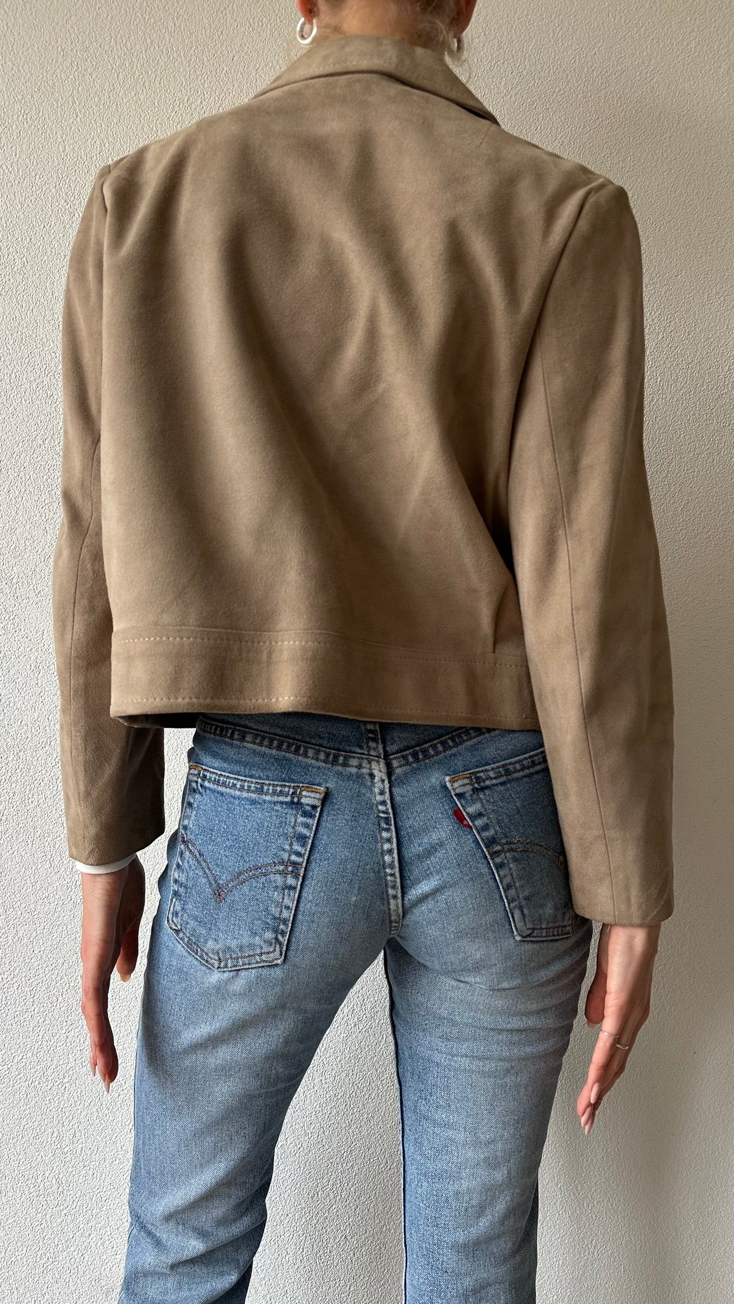 cropped suede look double breasted vintage jacket