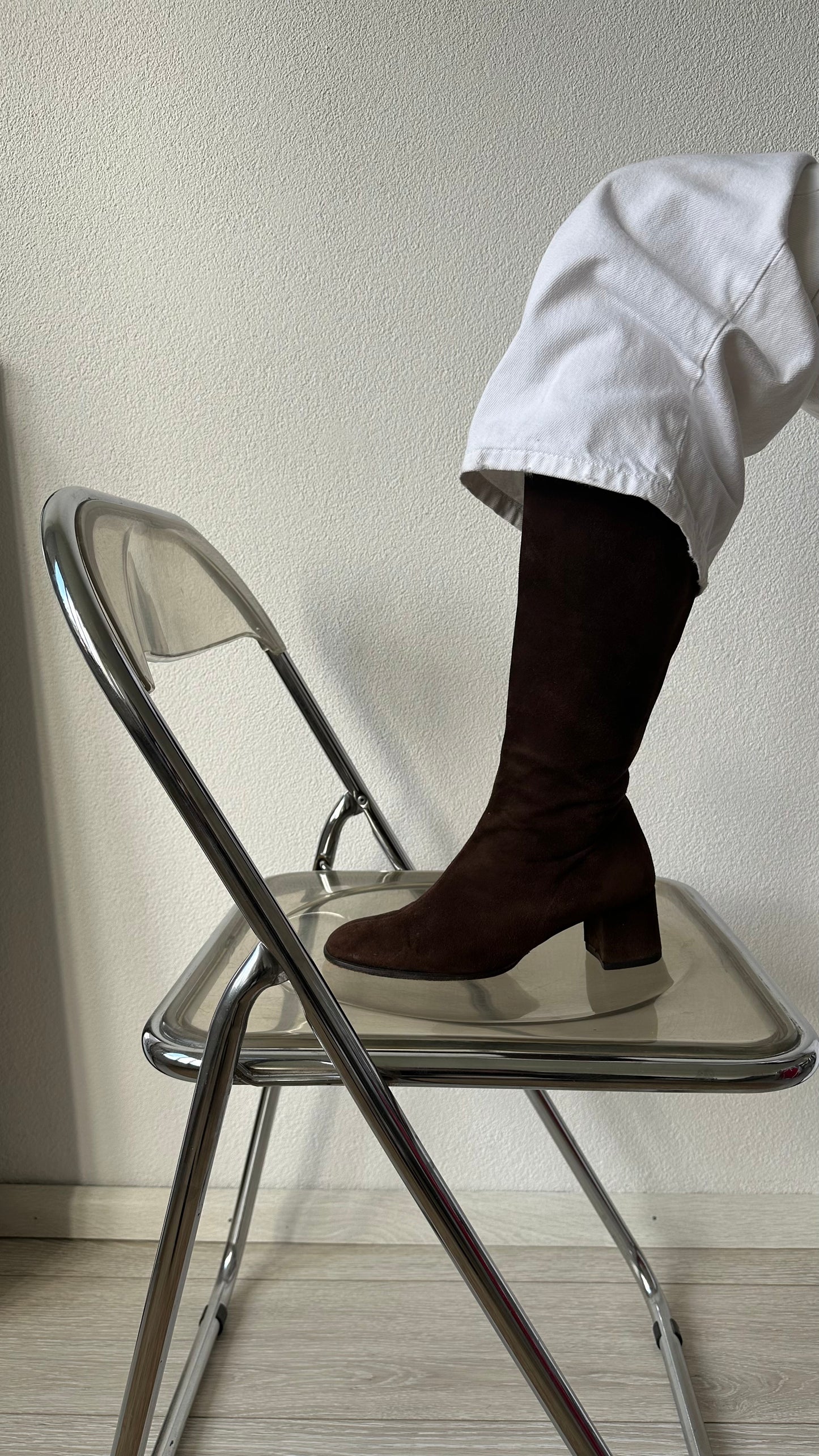 brown suede boots with inside zipper and block heel
