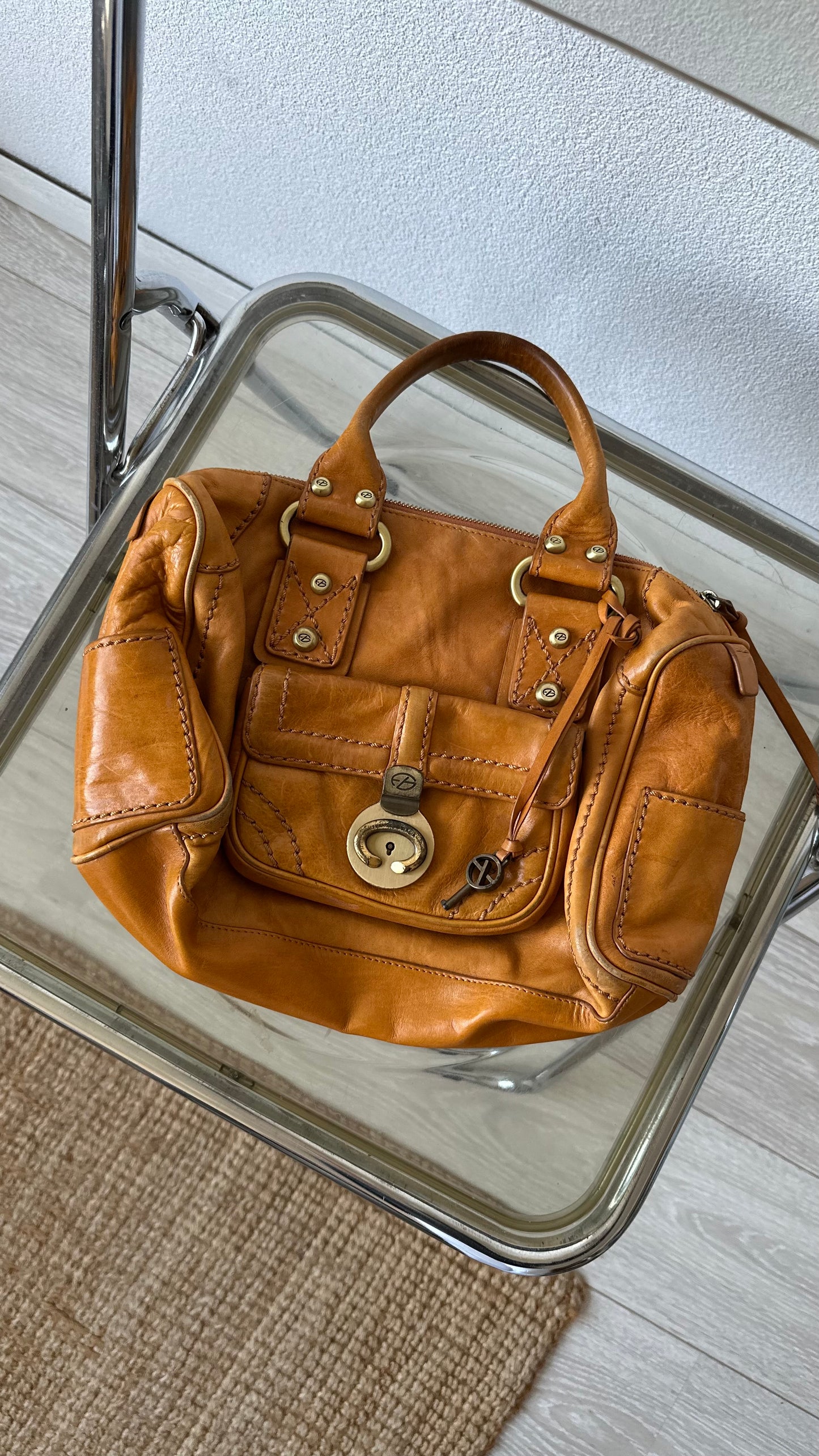 francesco biasia brown leather bag