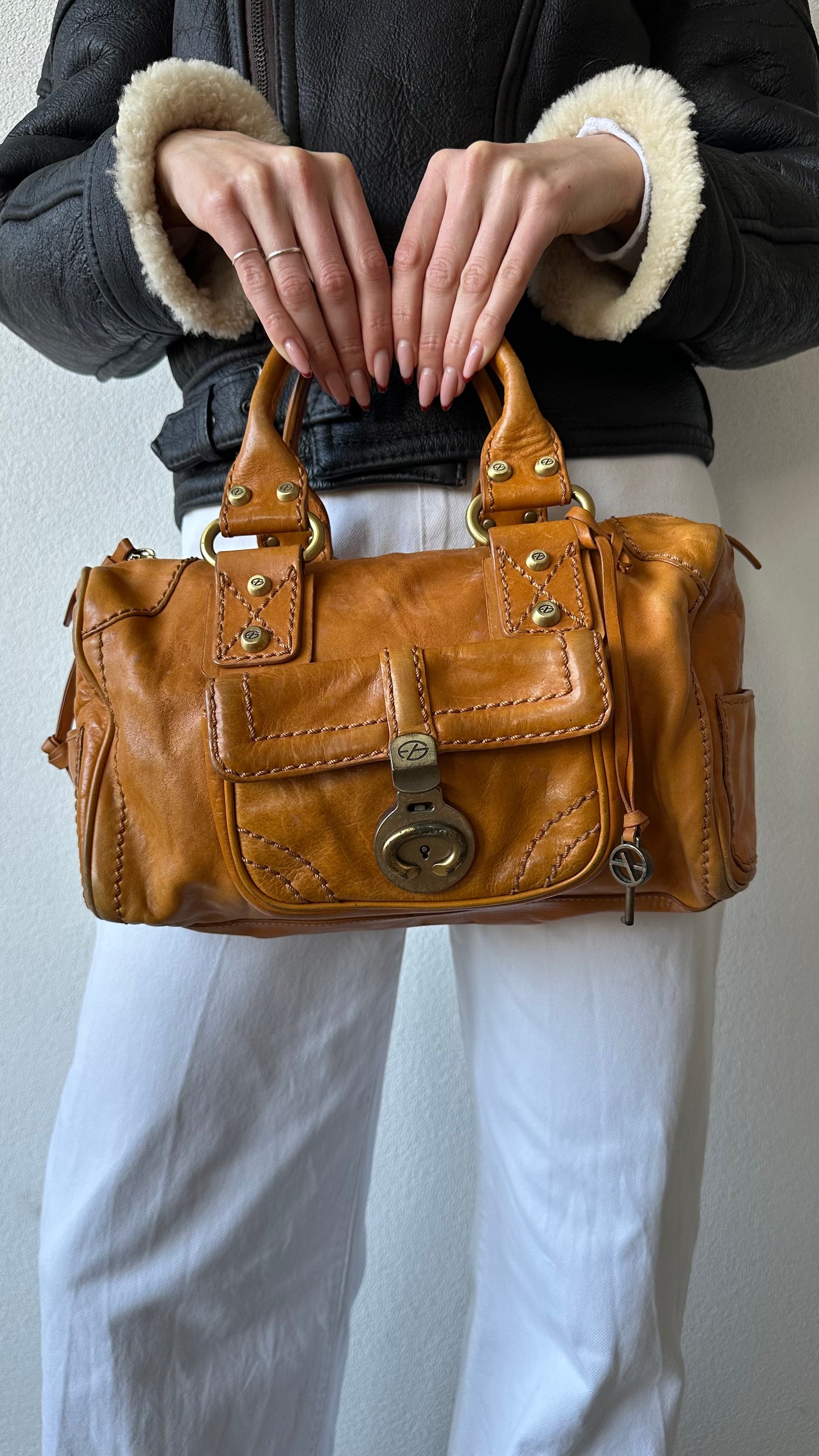 francesco biasia brown leather bag