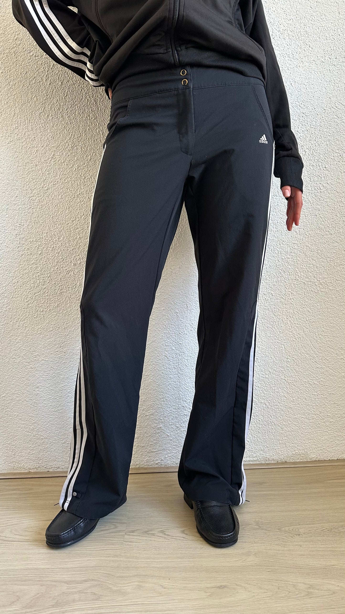 vintage Adidas trackpants black and white stripes