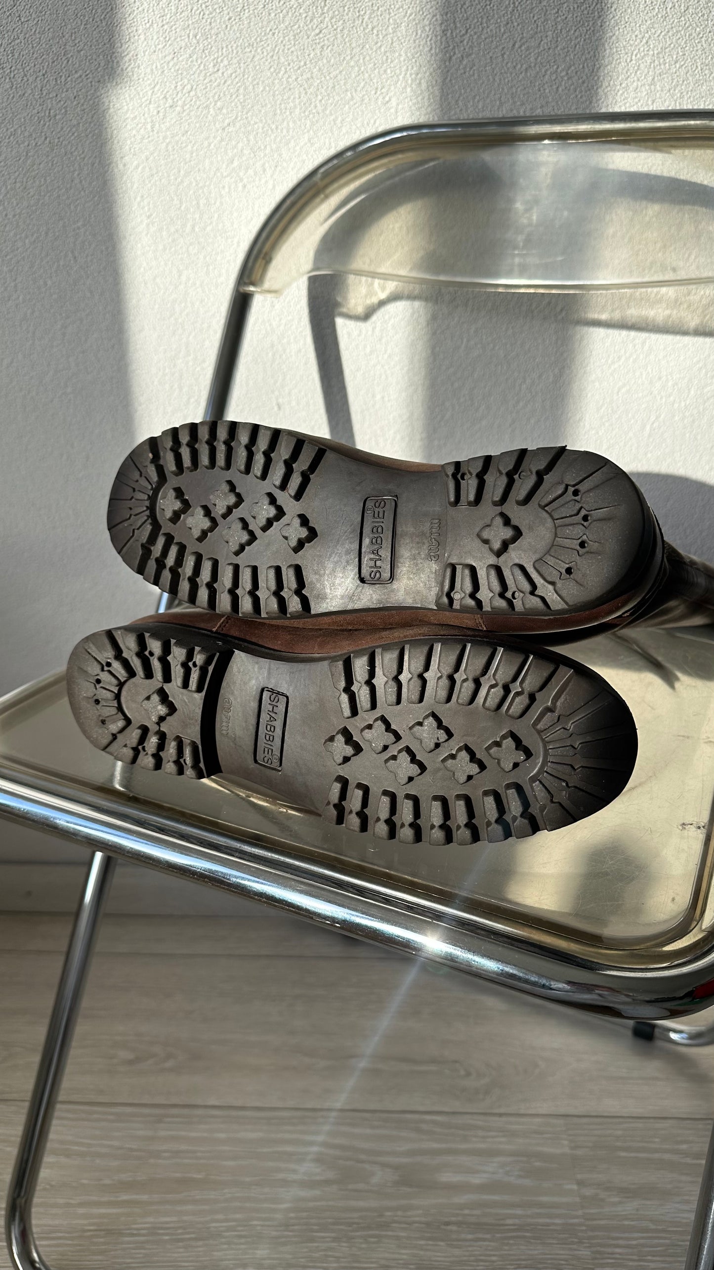 brown leather high boots from Shabbies Amsterdam with a naturally worn look