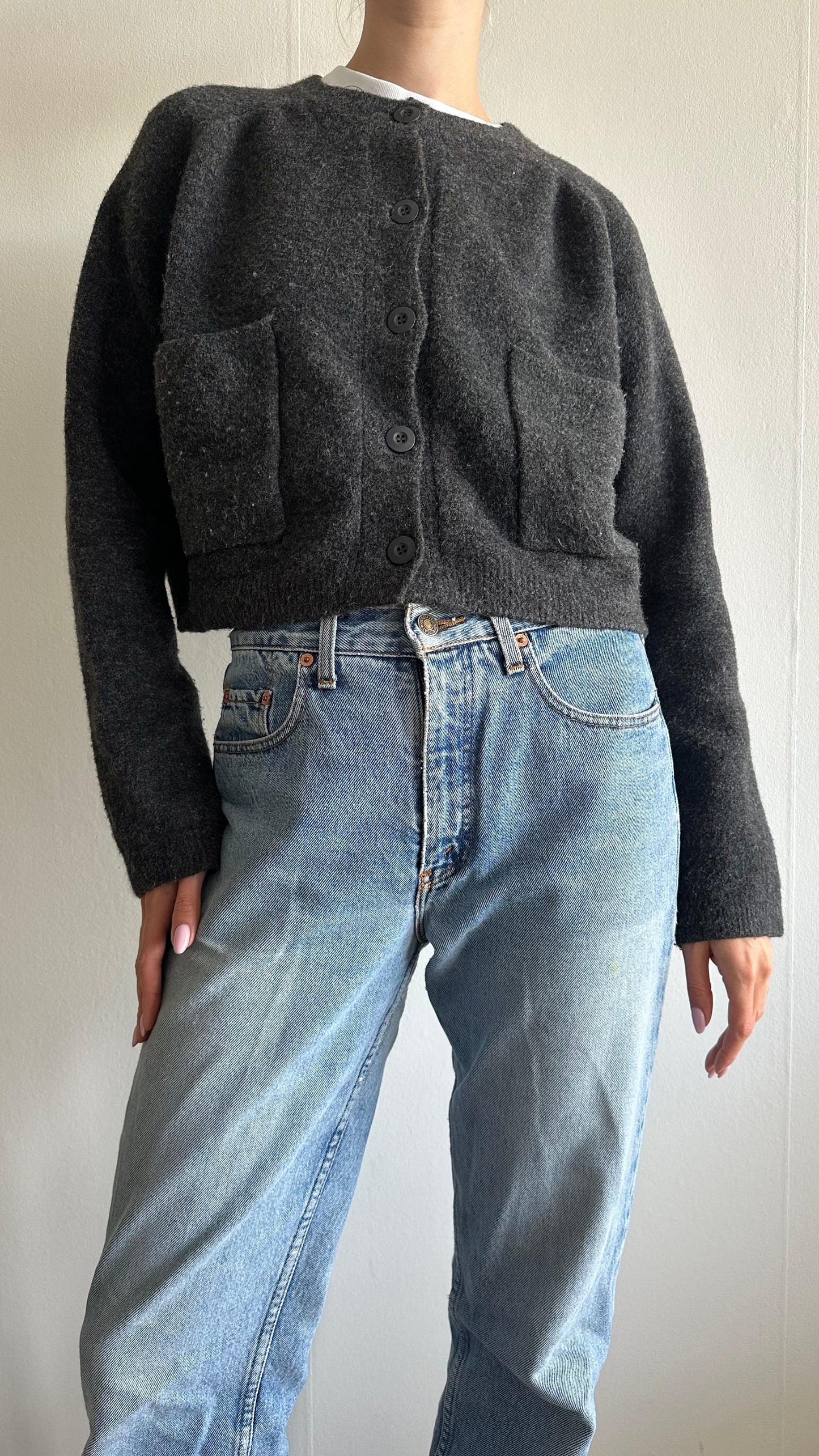 wool mix grey cardigan
