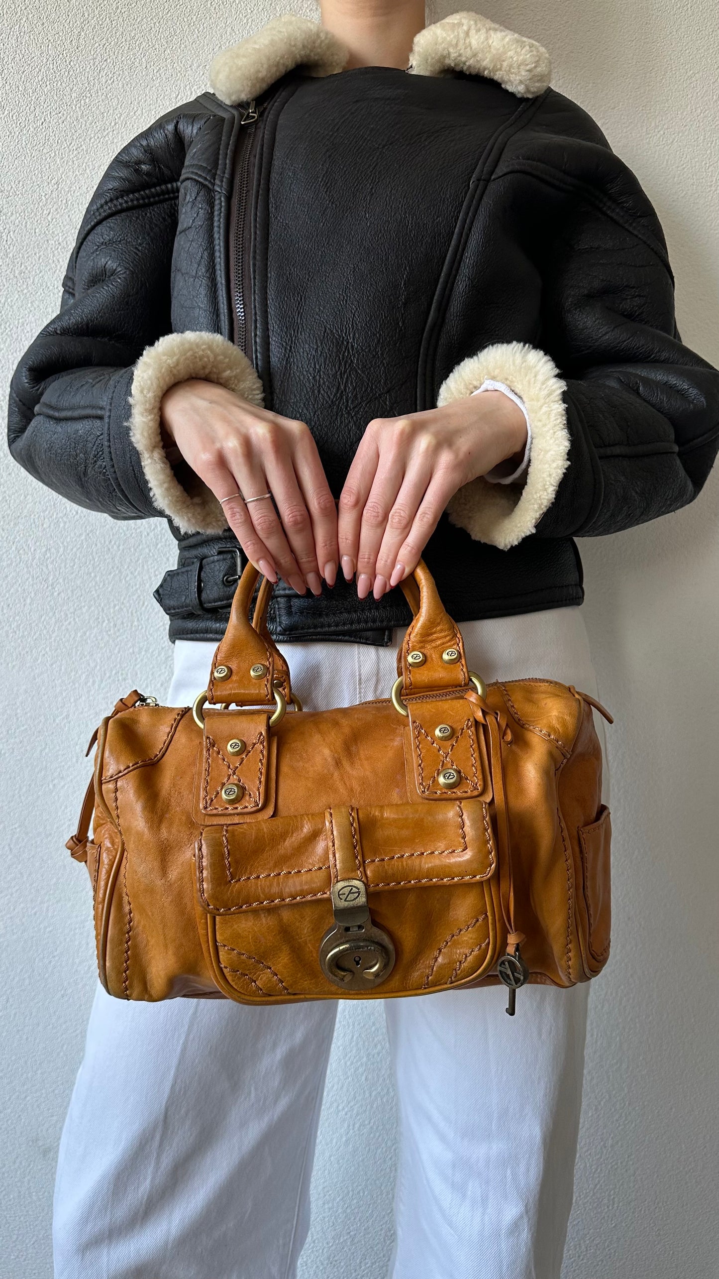 francesco biasia brown leather bag