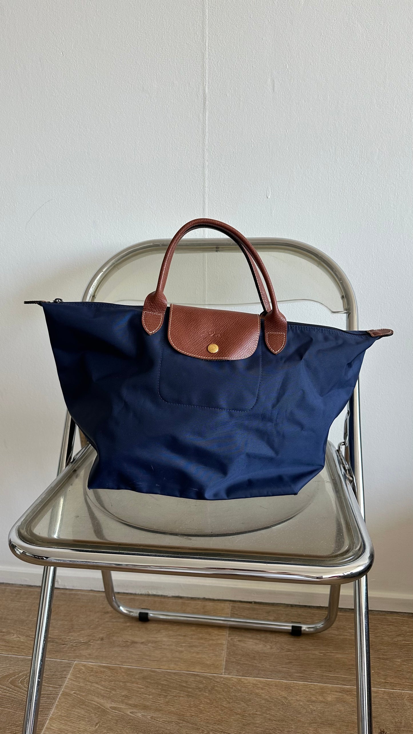 blue Longchamp le pliage bag