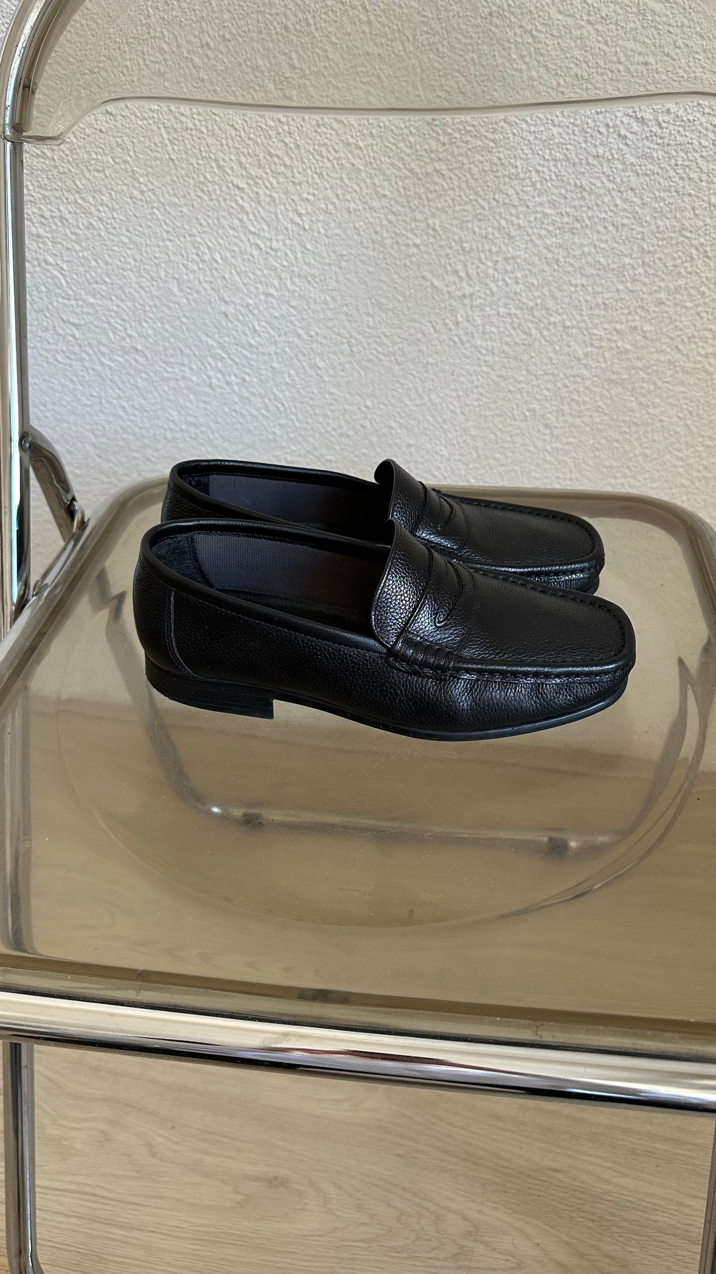 black classic soft leather loafers