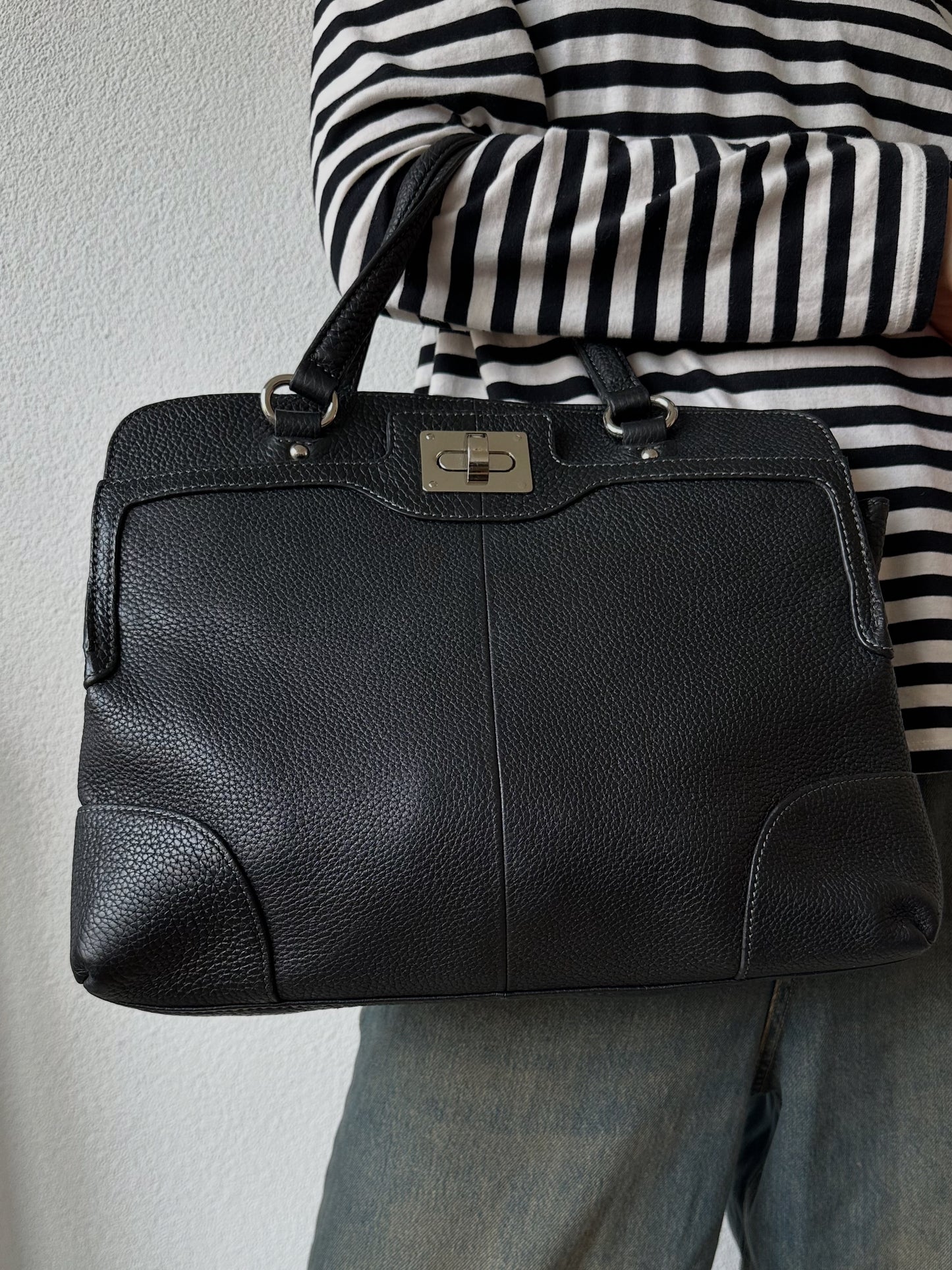 black soft leather bag handbag