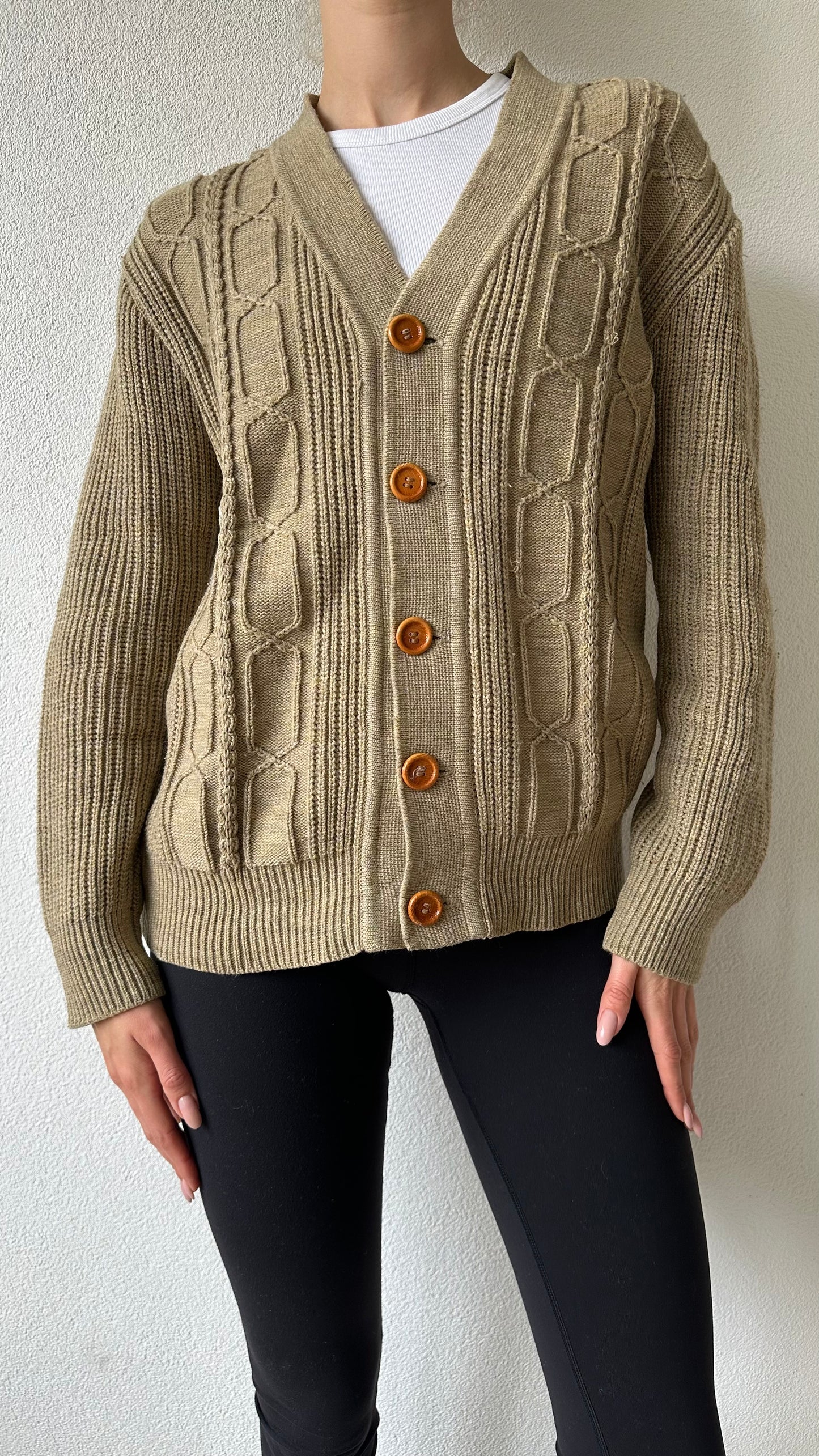 vintage knitted cardigan with wooden buttons