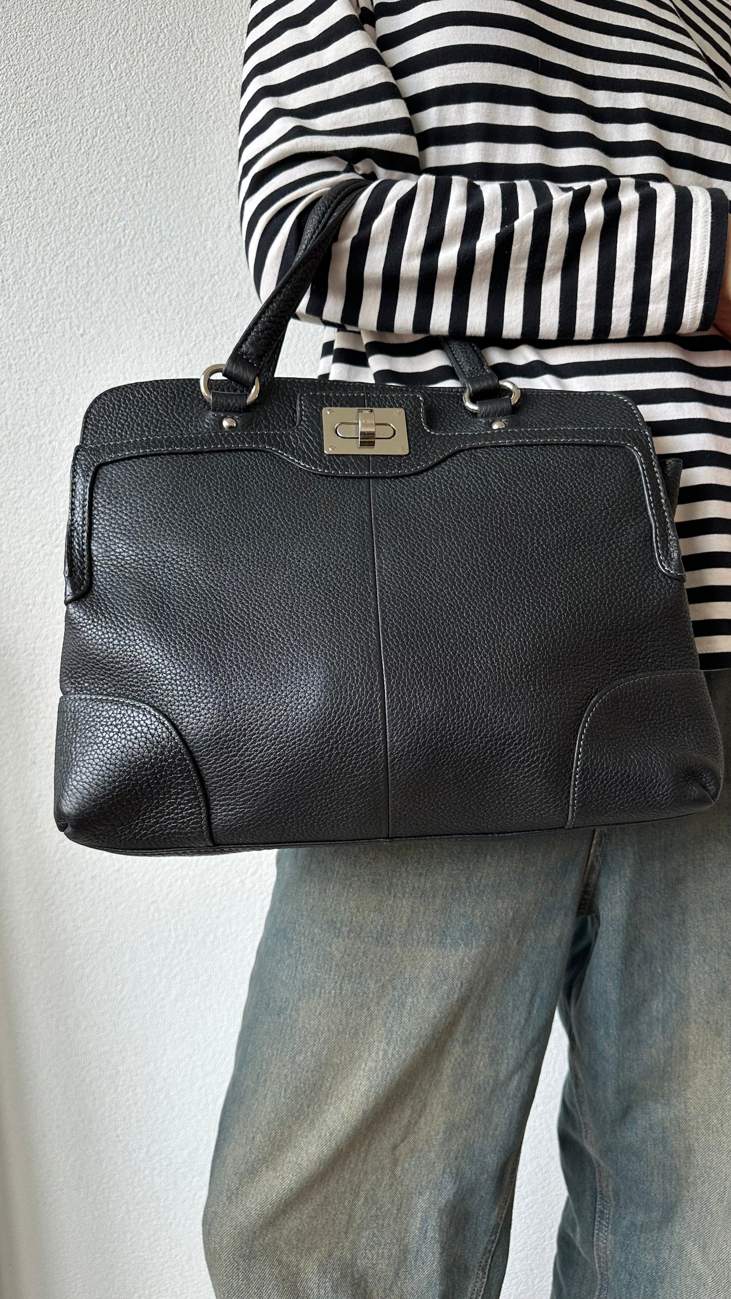 black soft leather bag handbag