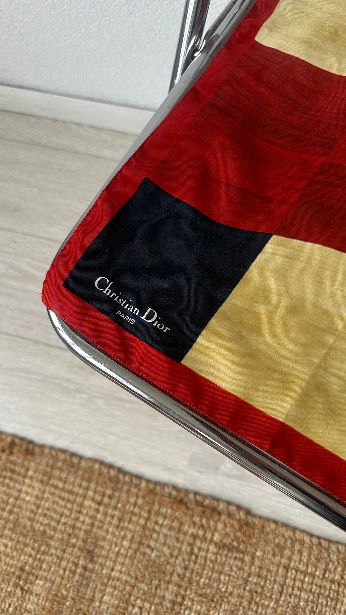 Christian Dior silk scarf red blue yellow