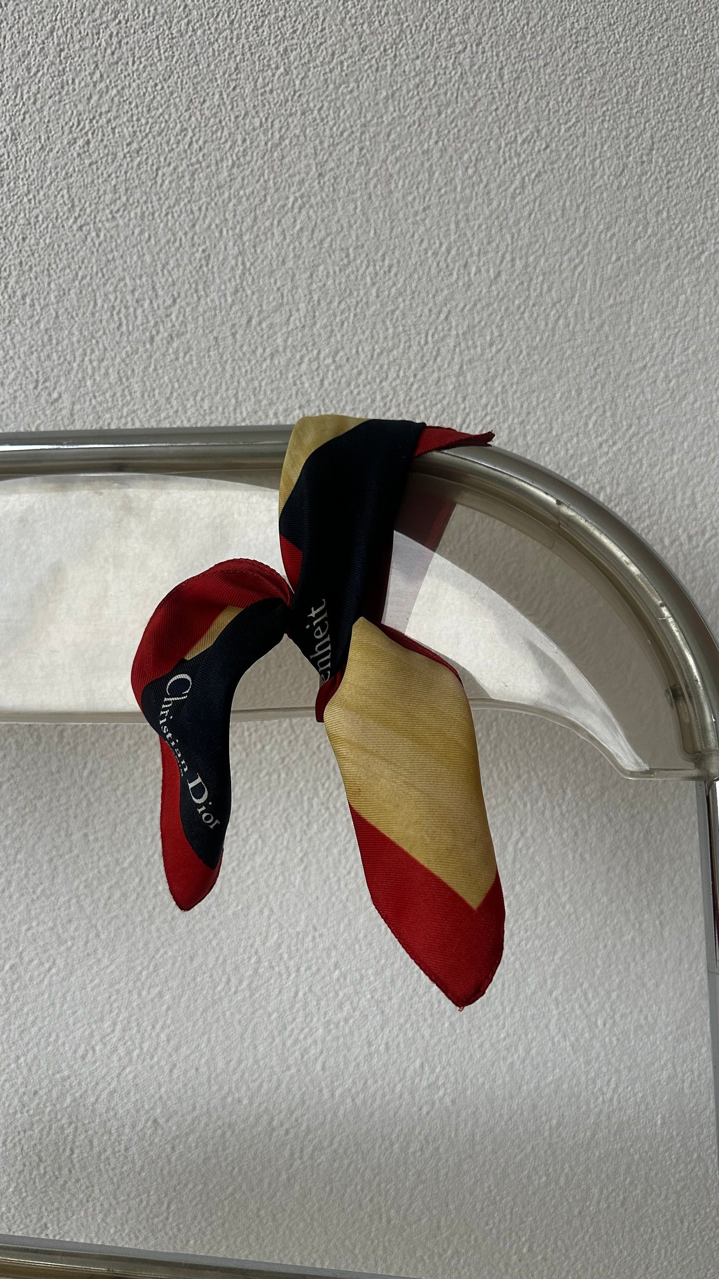 Christian Dior silk scarf red blue yellow