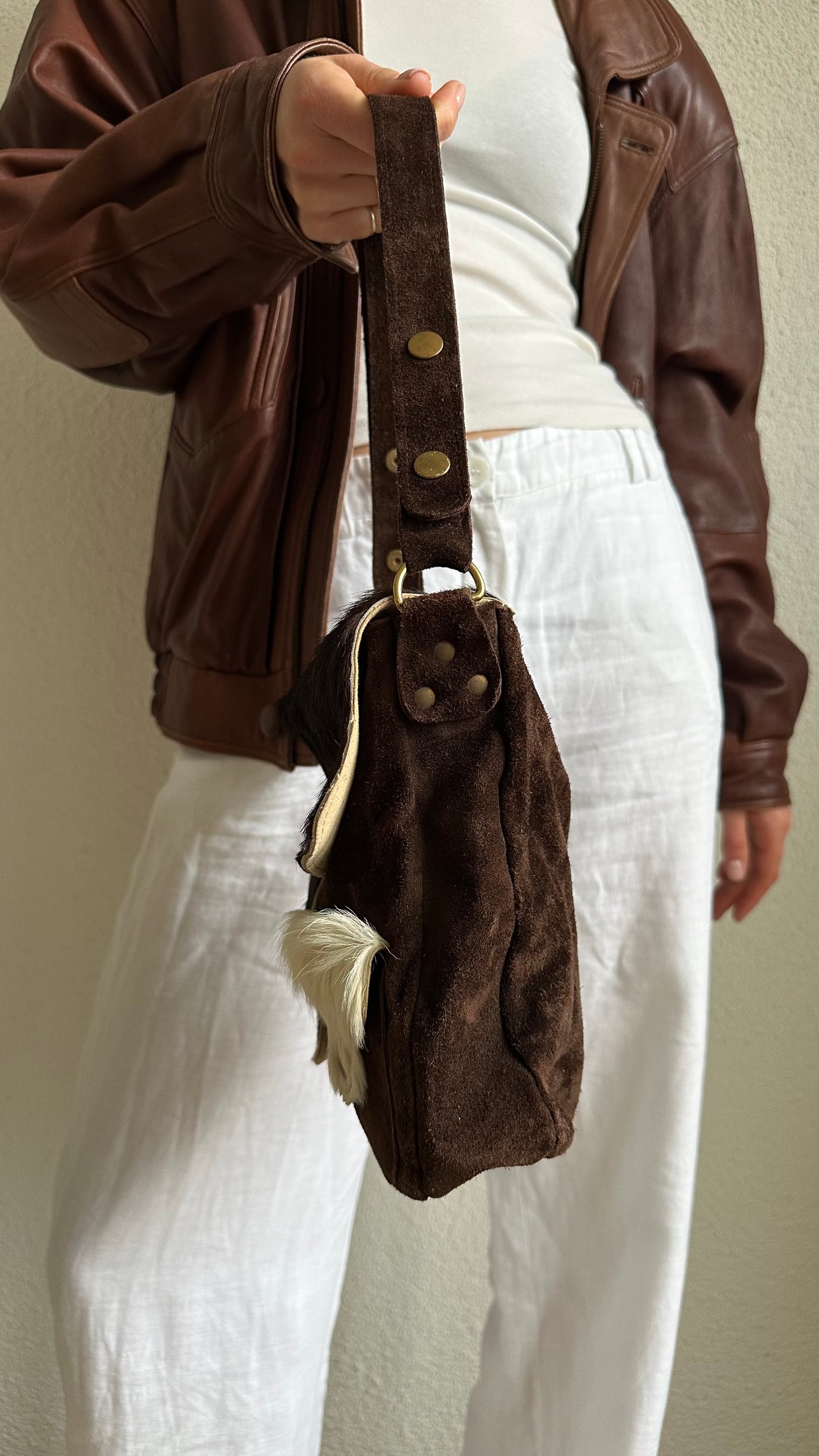 cowhide leather adjustable shoulderbag