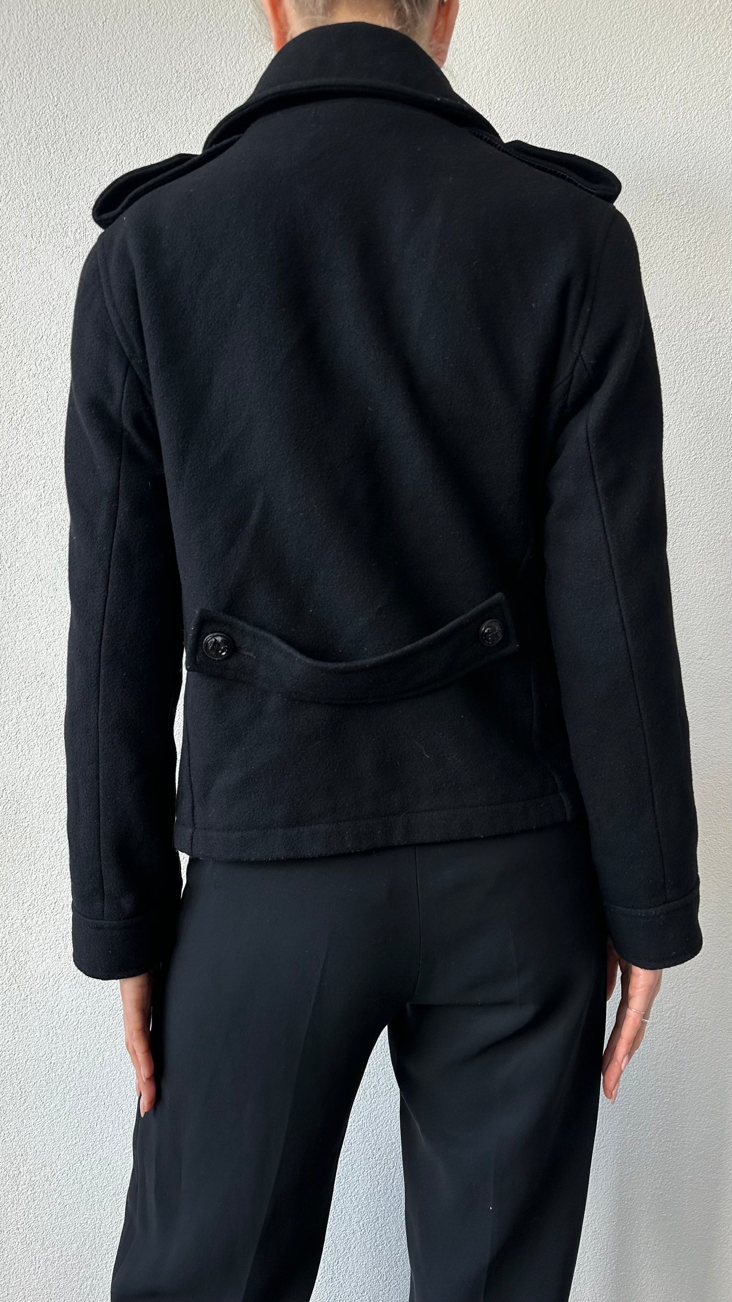 wool short double breasted coat