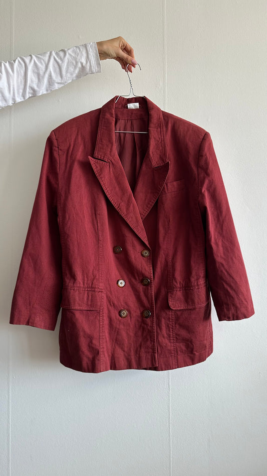 burgundy double breasted denim suit set